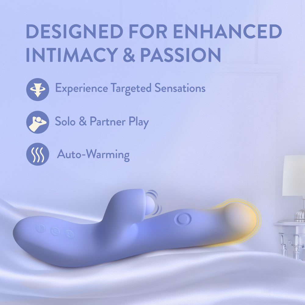 Blush Collection | Simone 8.5 Inch Clitoral G-Spot Dual Stimulation Silicone Rabbit Vibrator With Auto Warming - In Blue、mySite、bottomscart