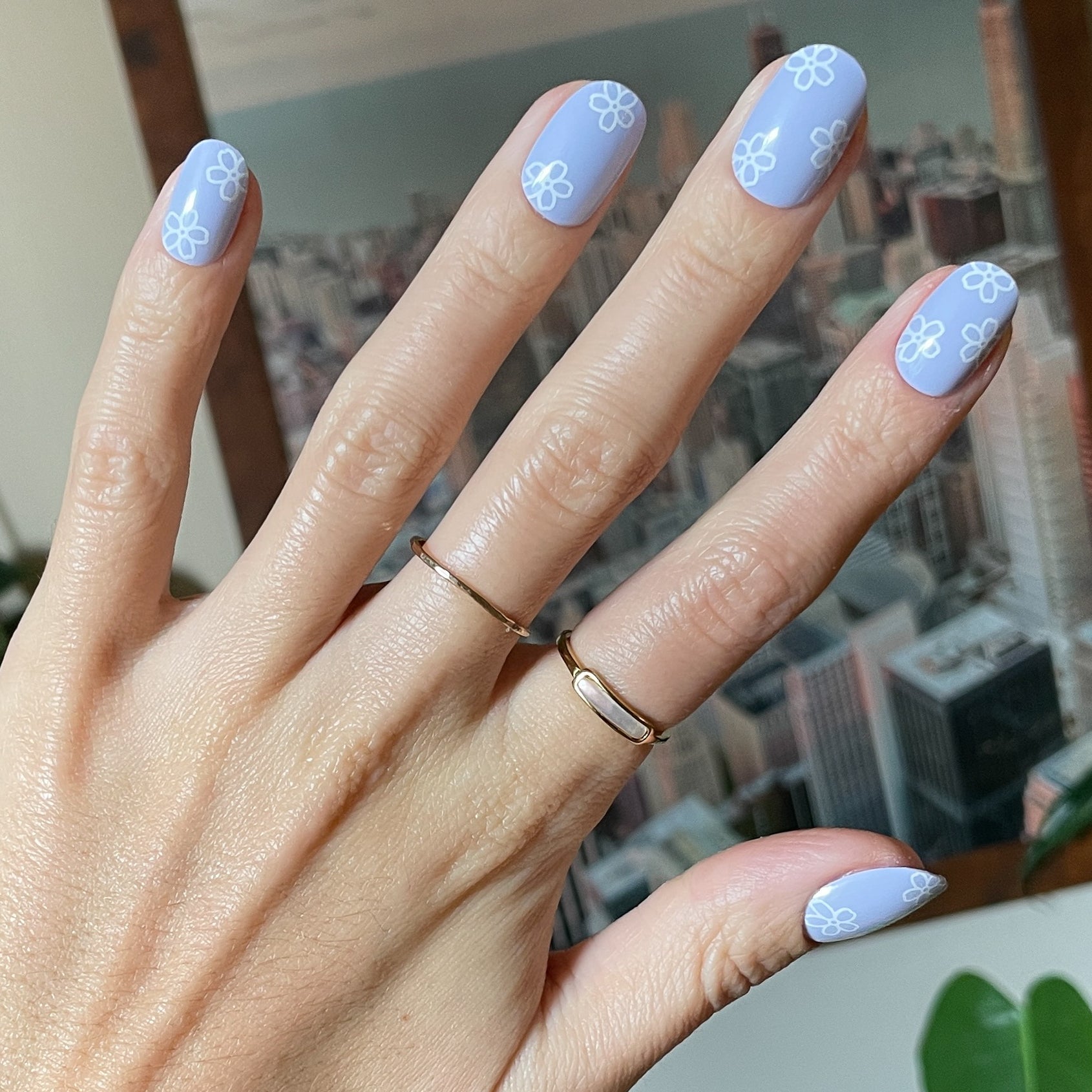 Floral Doodle | Short | Round - Tab Press-On、mySite、solidvoid