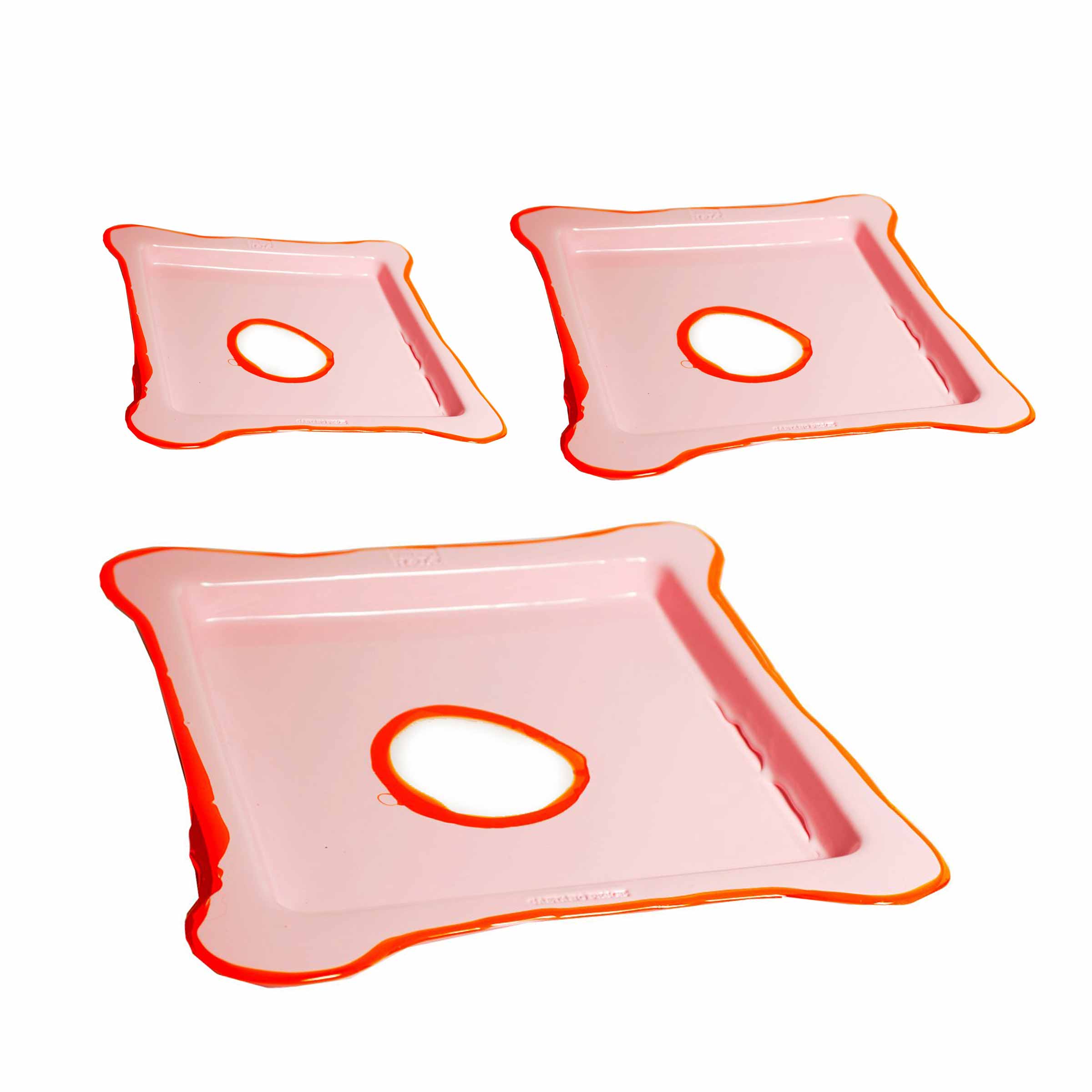 Resin Square Tray TRY-TRAY Pink Set of Three by Gaetano Pesce for Fish Design、mySite、neckold