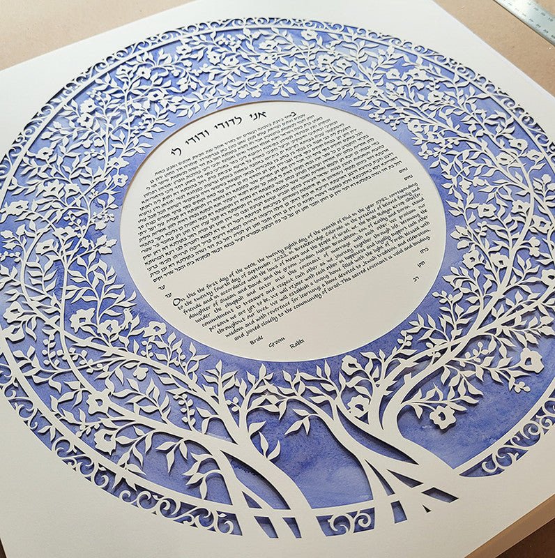  Blooming Tree Ketubah Circle in Joyous Blue by Melanie Dankowicz、mySite、elrpsem3k