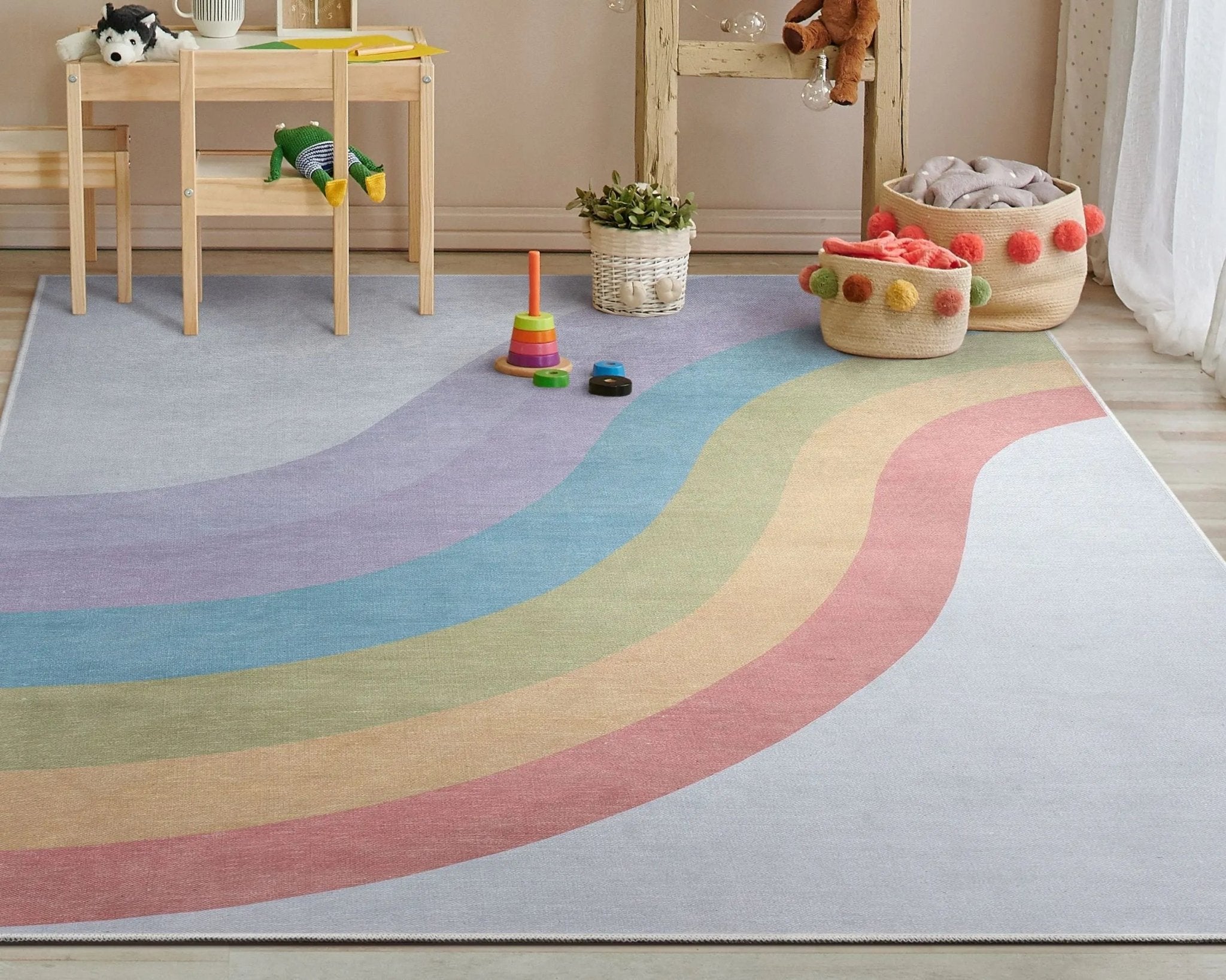 Rainbow Modern Multi Color Area Flat-Weave Rug、mySite、gigharbornorthrealestate