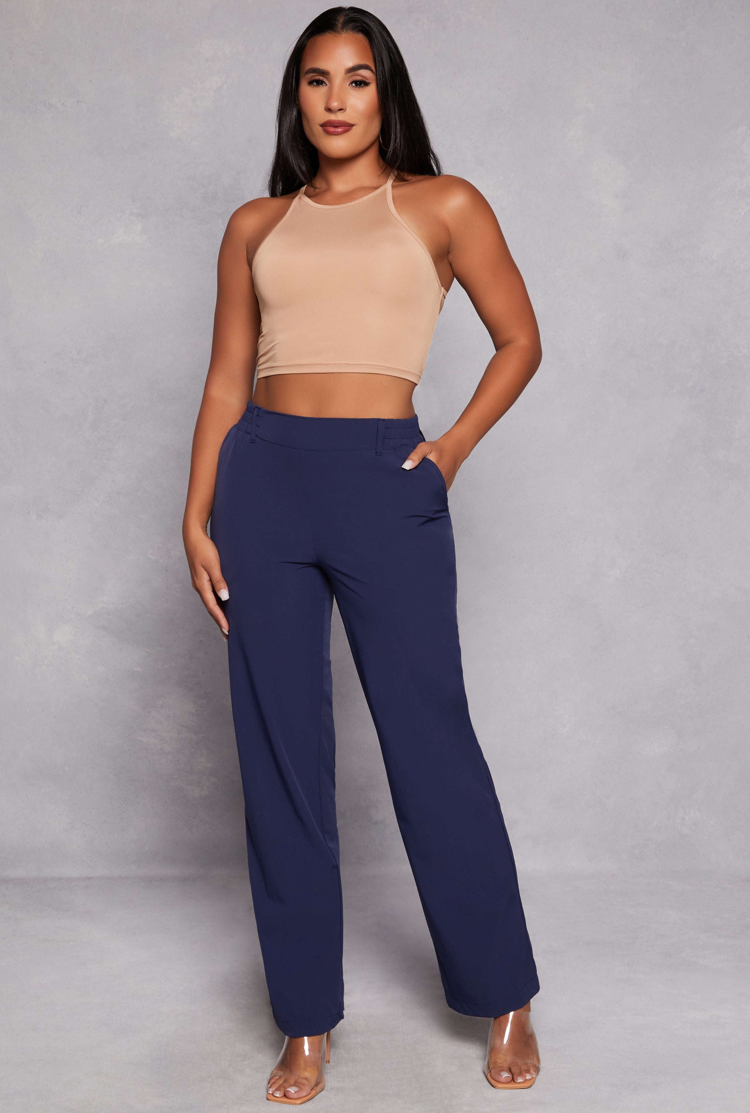 Pull On High Waist Dress Pants、mySite、camillekostekn