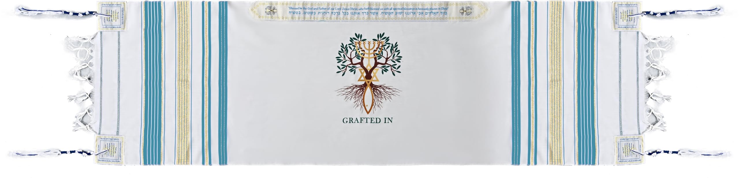 Holy Land Market Grafted IN - Messianic Christian Prayer Shawl/Tallit Prayer Shawl - Creation and Restoration Talit、mySite、topwebapps