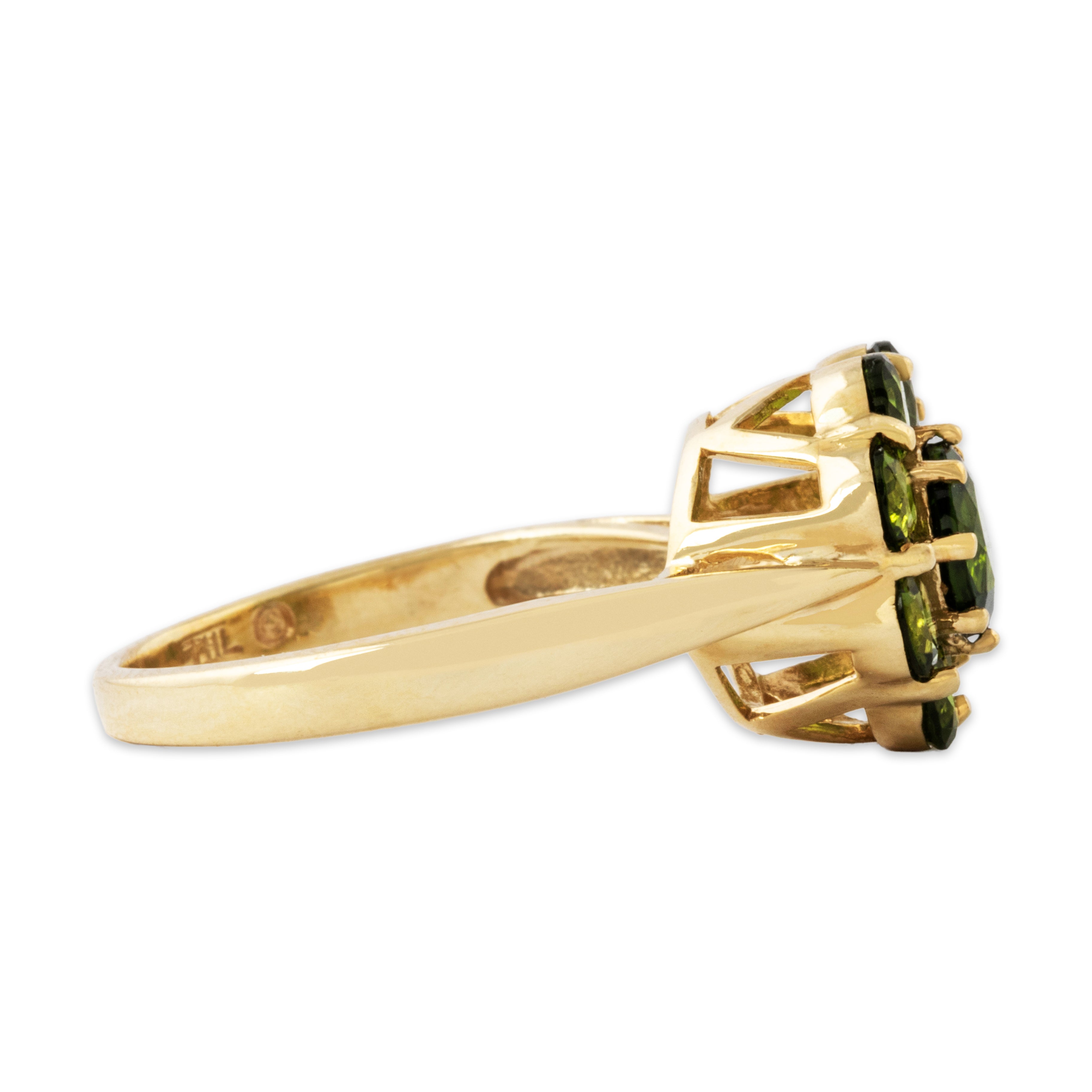 Vintage 10k Yellow Gold 1cttw Peridot Lovely Floriform Halo Ring 5.00、mySite、hinf8tx79