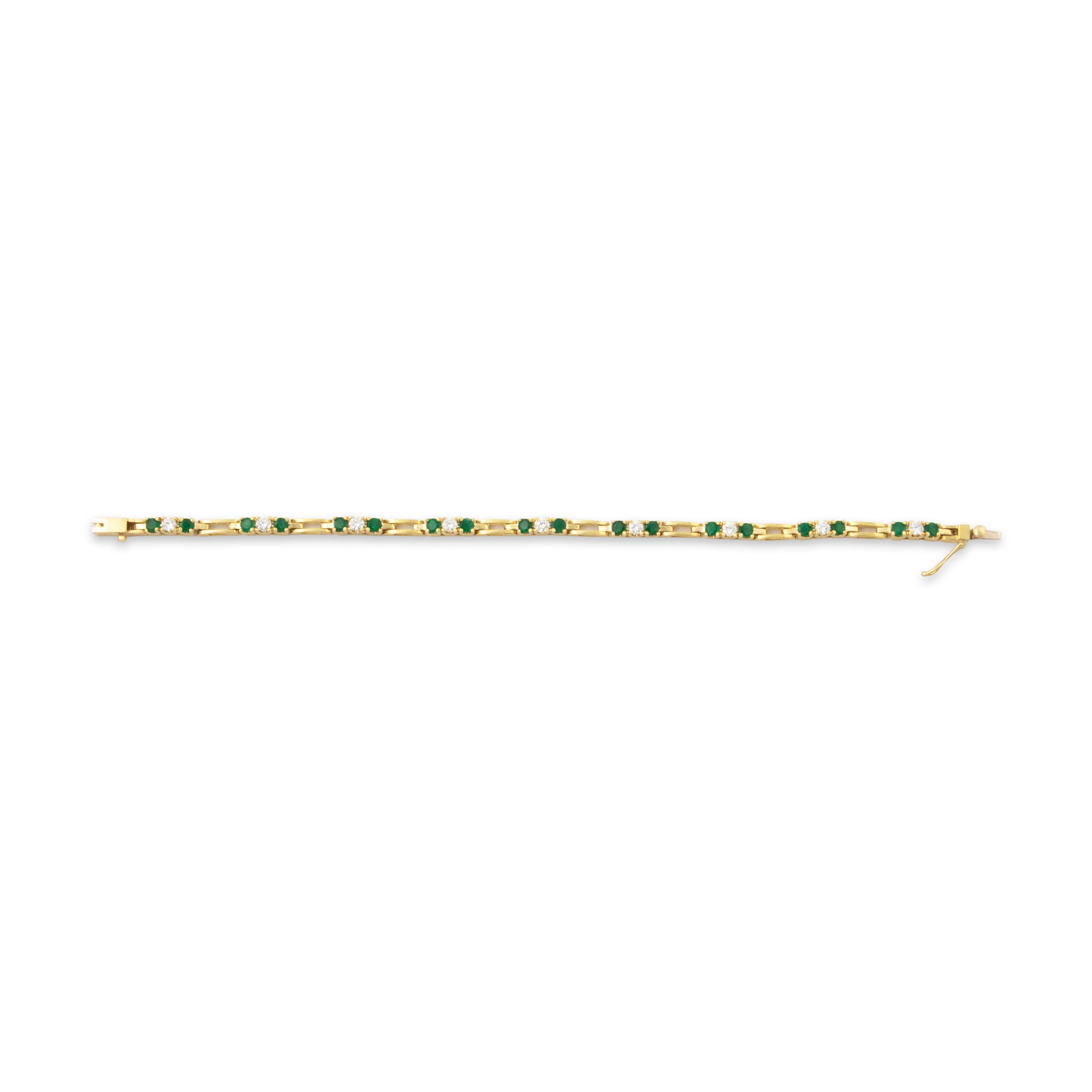 Vintage Quality 18k Yellow Gold 1.44cttw Emerald .855cttw Diamond Bracelet 6.5、mySite、hinf8tx79
