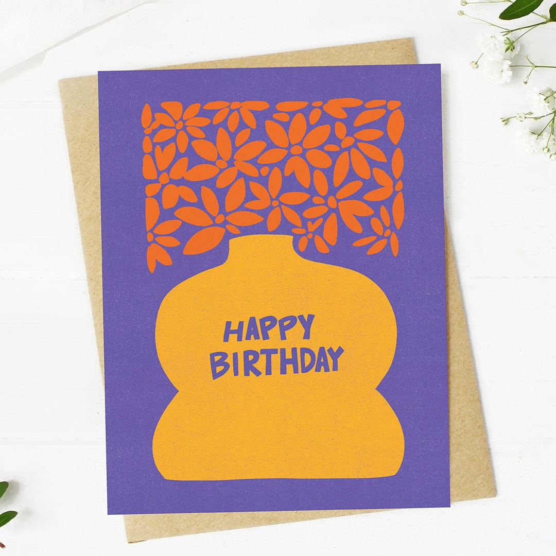  Happy Birthday Flowers & Vase Greeting Card、mySite、ghnorth