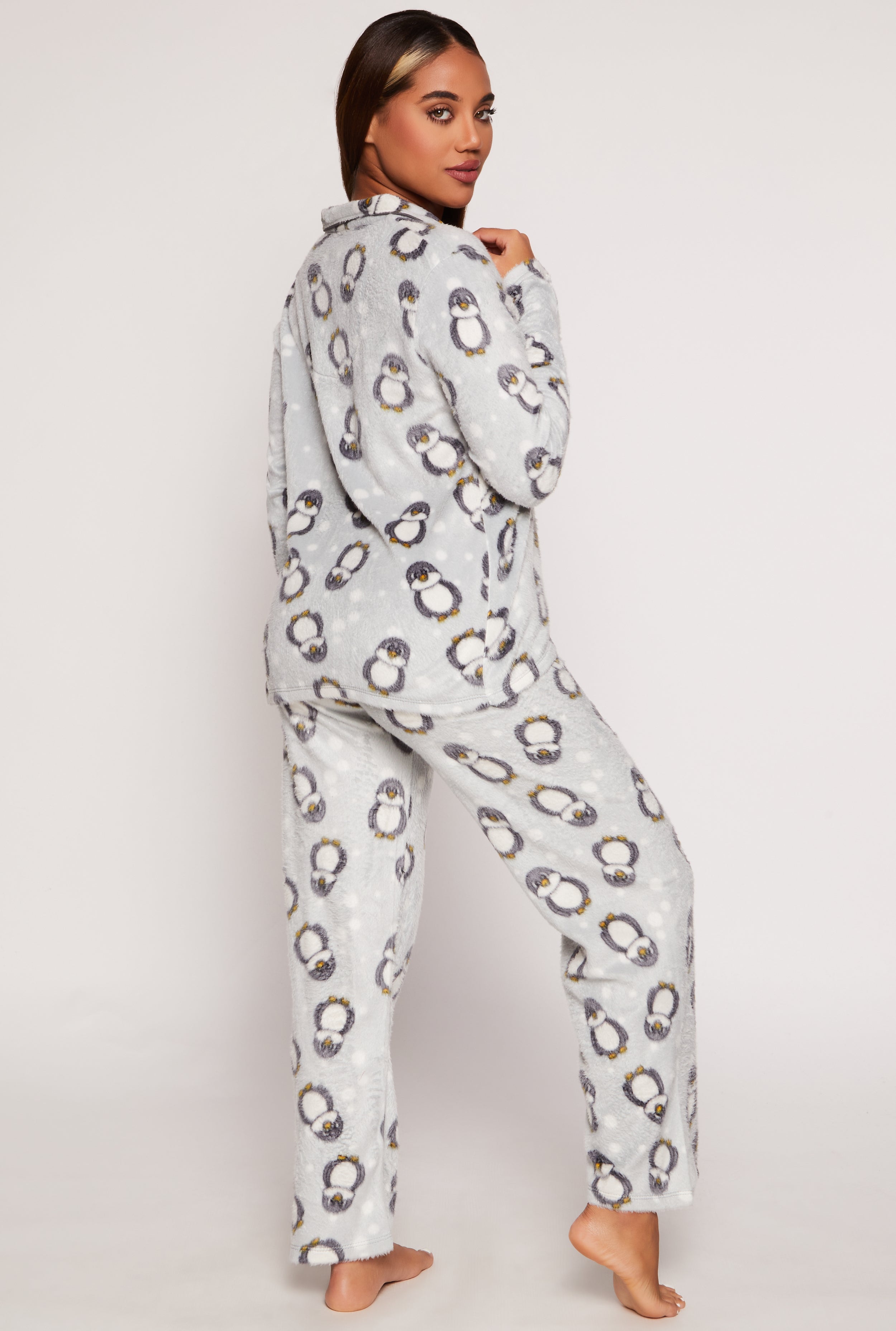 Penguin Graphic Print Pajama Shirt and Pants、mySite、camillekostekn