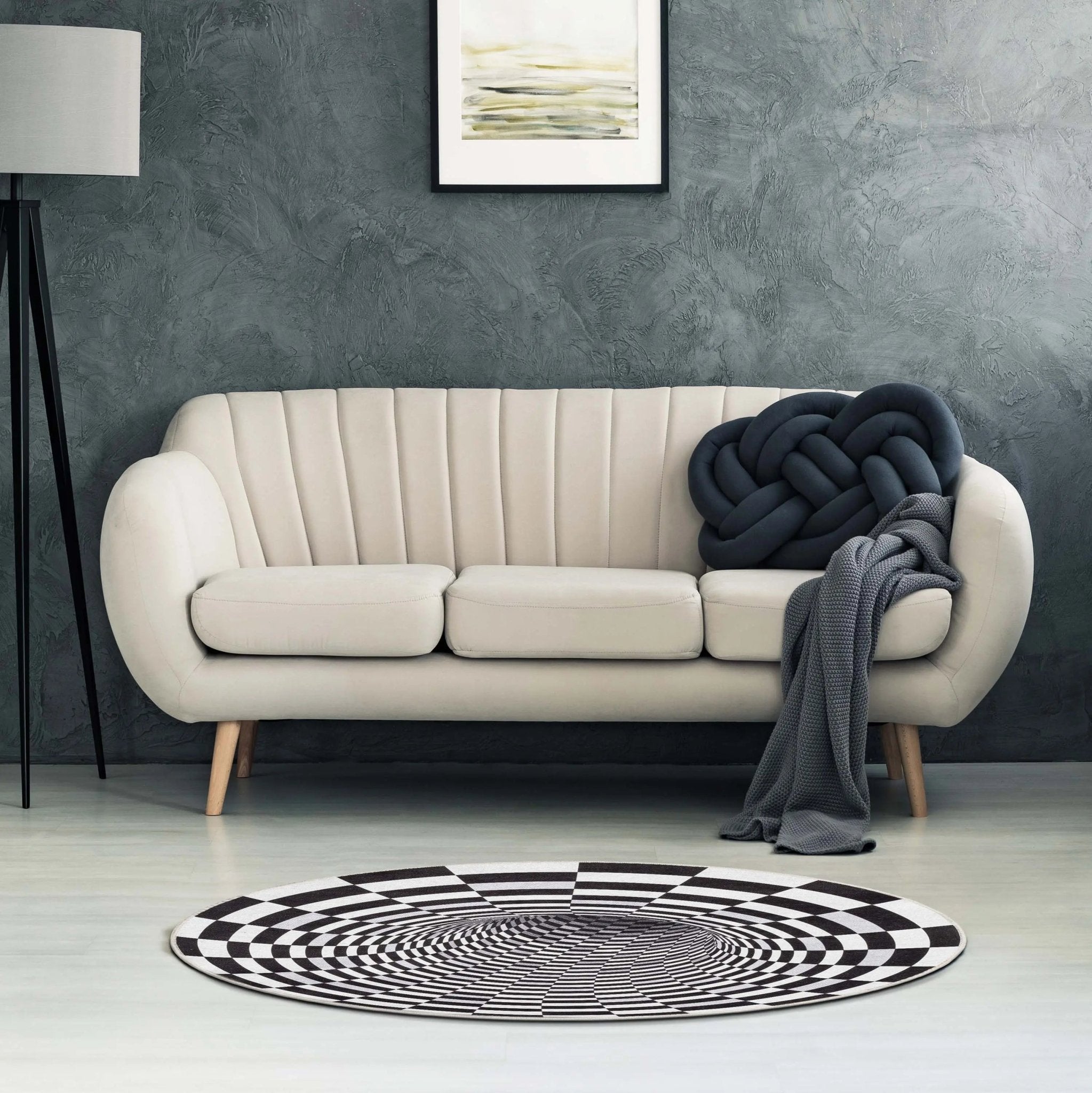 Vortex 3D Bottomless Hole Black Ivory Area Flat-Weave Rug、mySite、gigharbornorthrealestate
