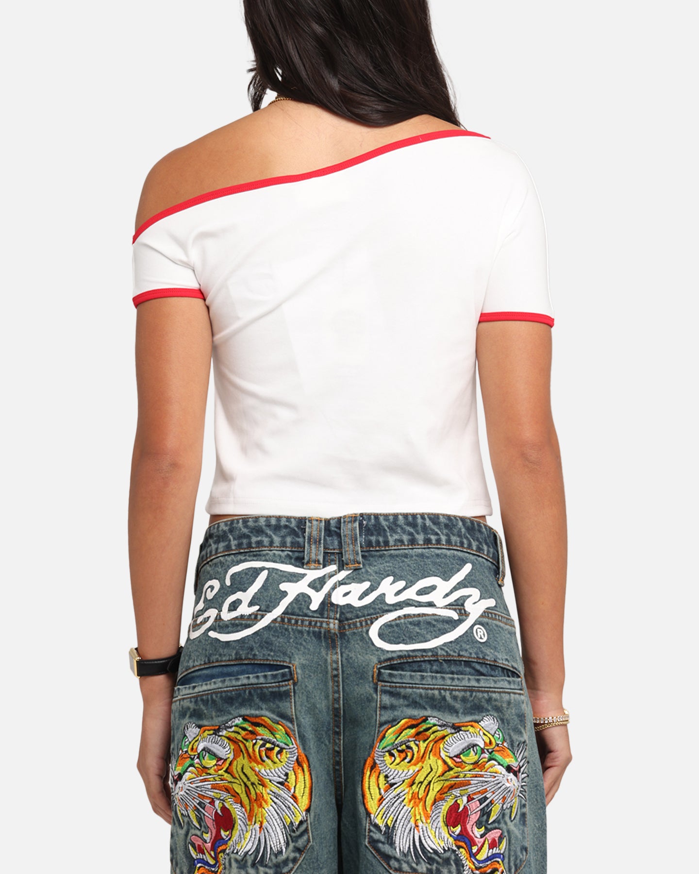 Ed Hardy Women's Aline Baby T-Shirt Off White/Red、mySite、zt4zffjzw