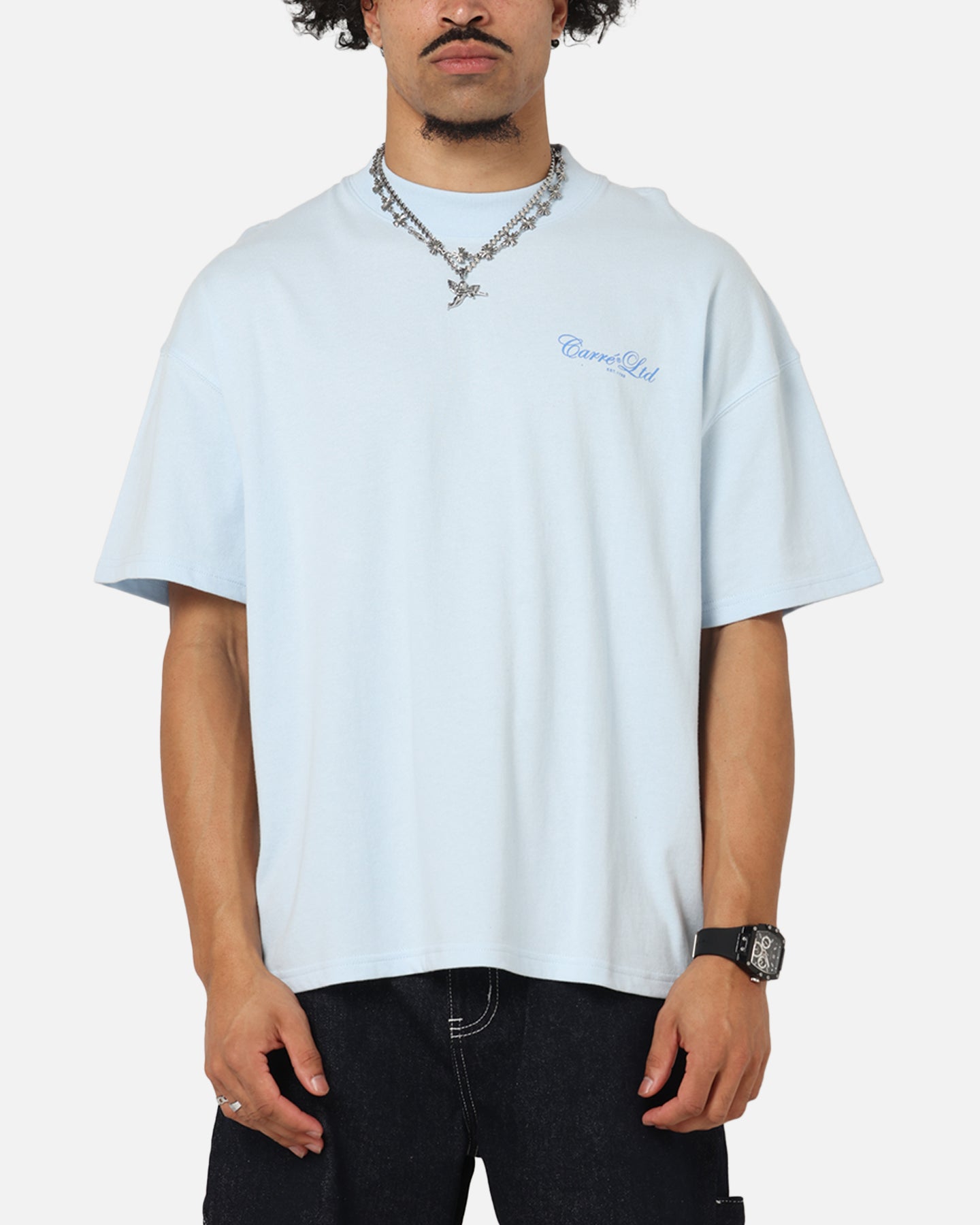 Carre Side Script Oversized T-Shirt Baby Blue、mySite、zt4zffjzw