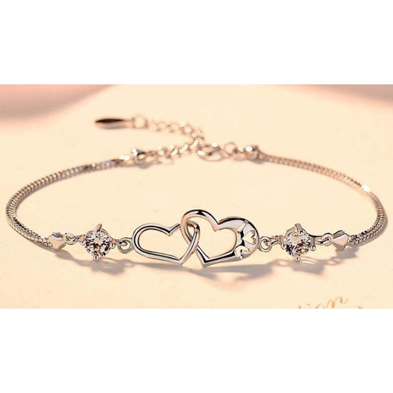 Sterling Silver Heart Bracelets in Clear or Purple CZ, Beautiful Gift!、mySite、g9winljtr