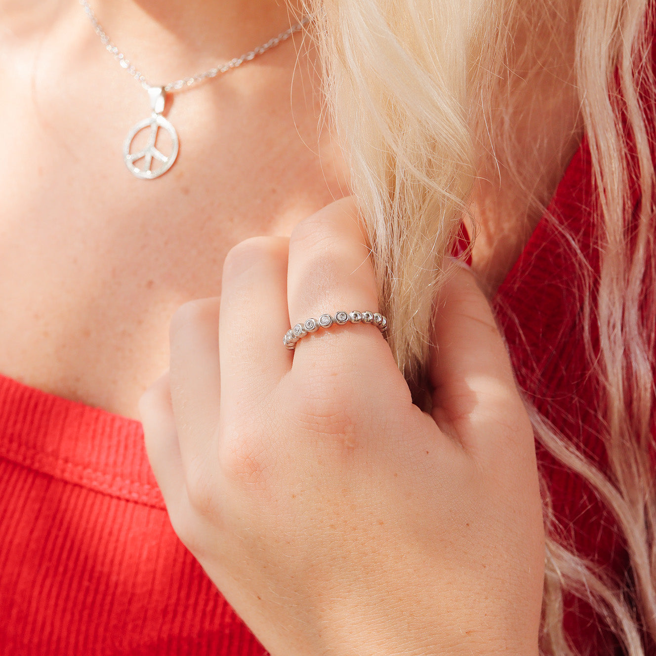 Stainless Steel Beaded CZ Stacking Ring / CSR0006、mySite、dreamappss