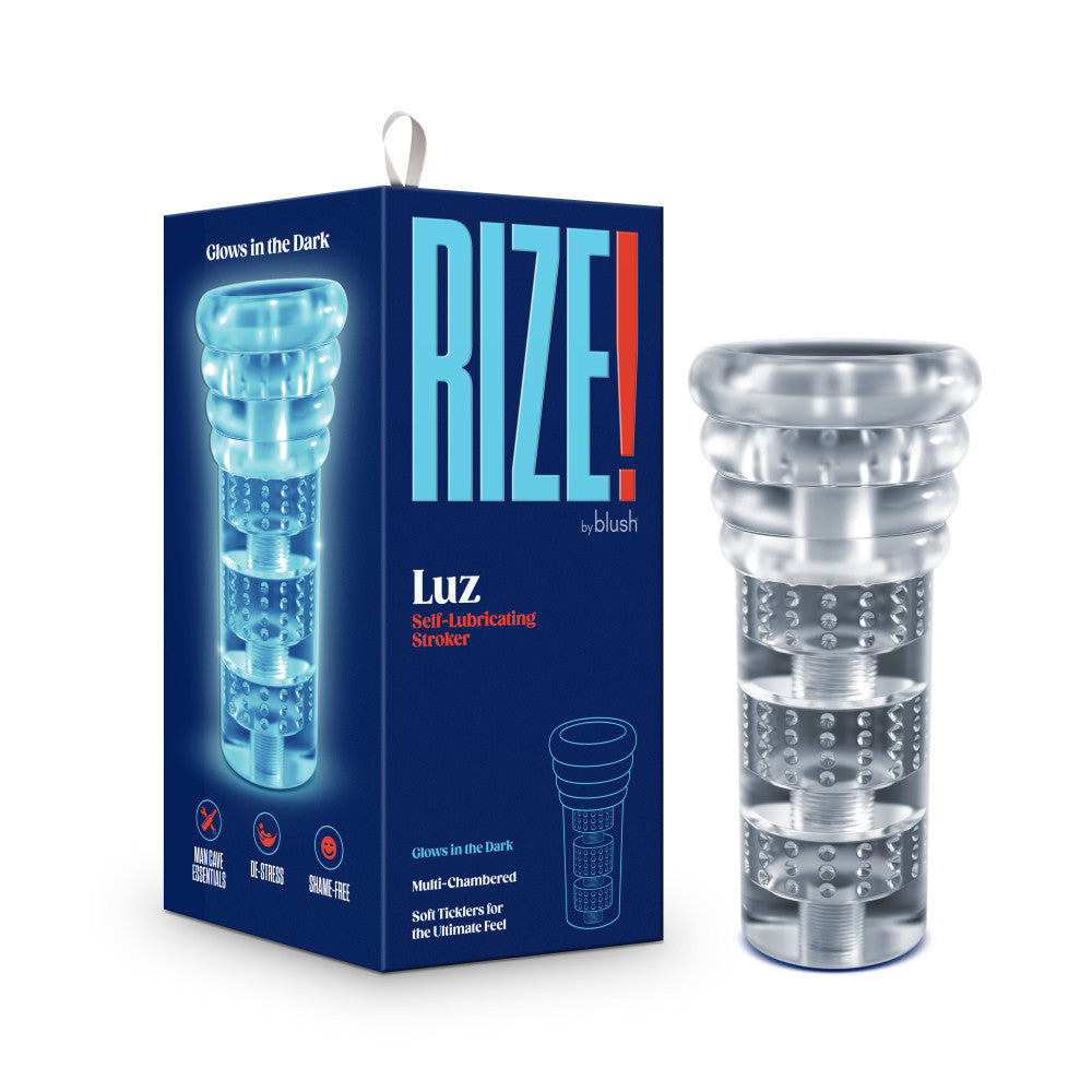 Rize! By Blush® | Luz - Glow in the Dark Self-Lubricating Stroker - Clear、mySite、bottomscart