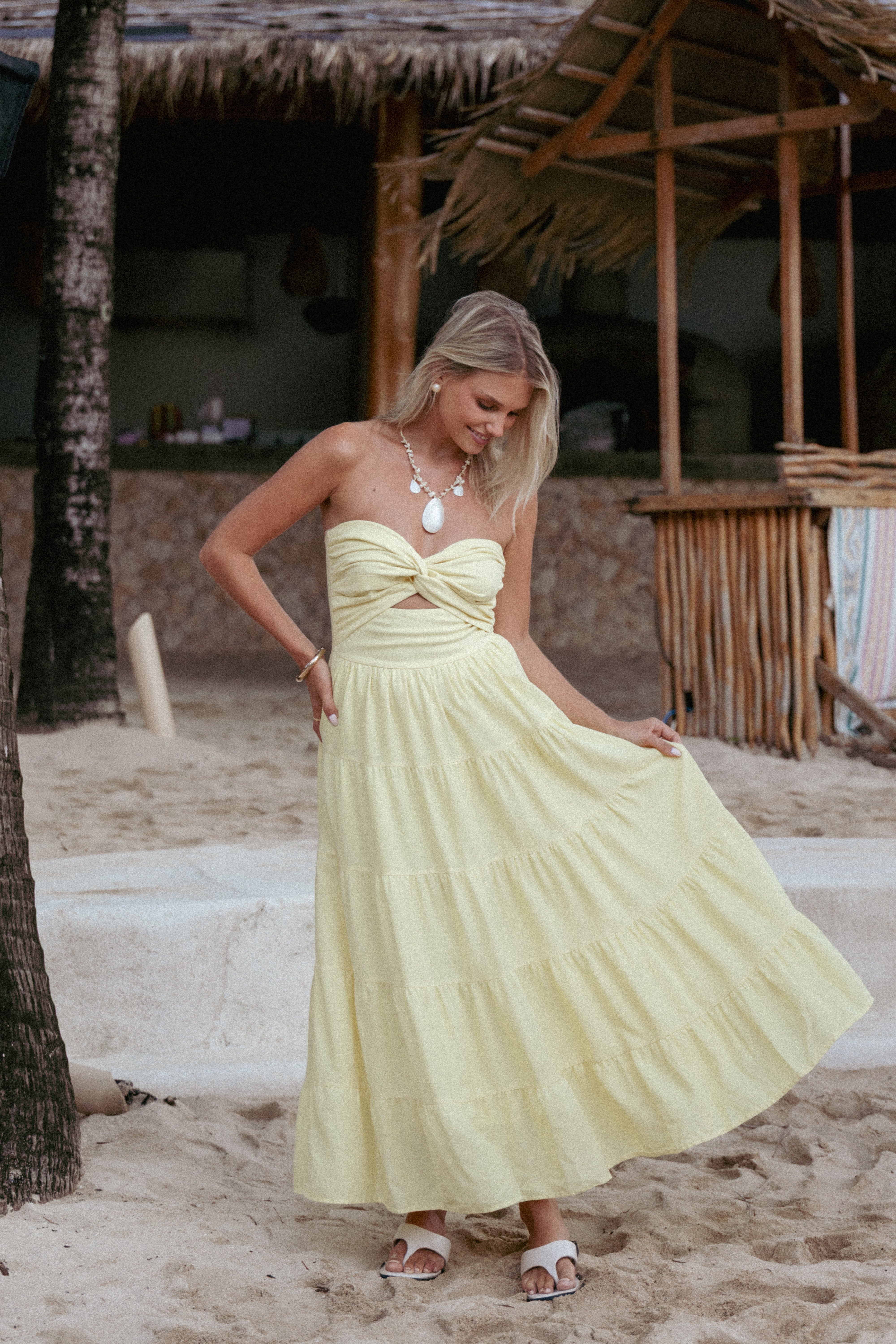  Sitara Strapless Midi Dress - Yellow、mySite、sugarbowlscore