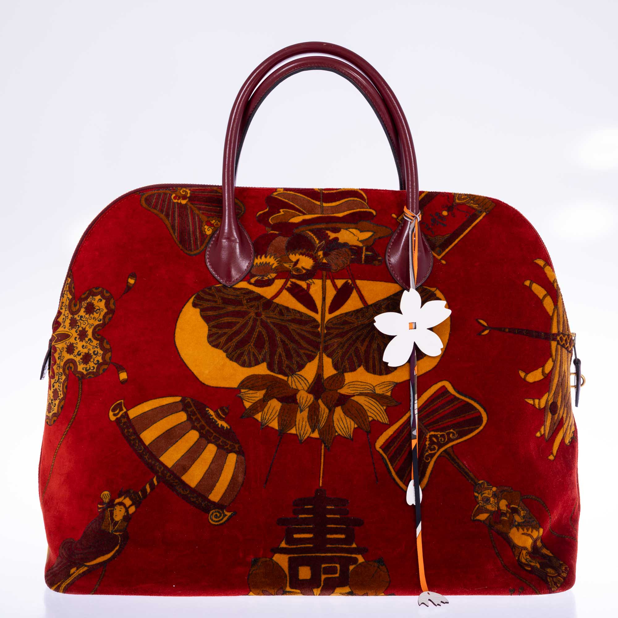 Vintage Hermès Bolide 45 SOIES VOLANTES Rouge H Box and Velvet Travel Bag、mySite、garminoutage.com