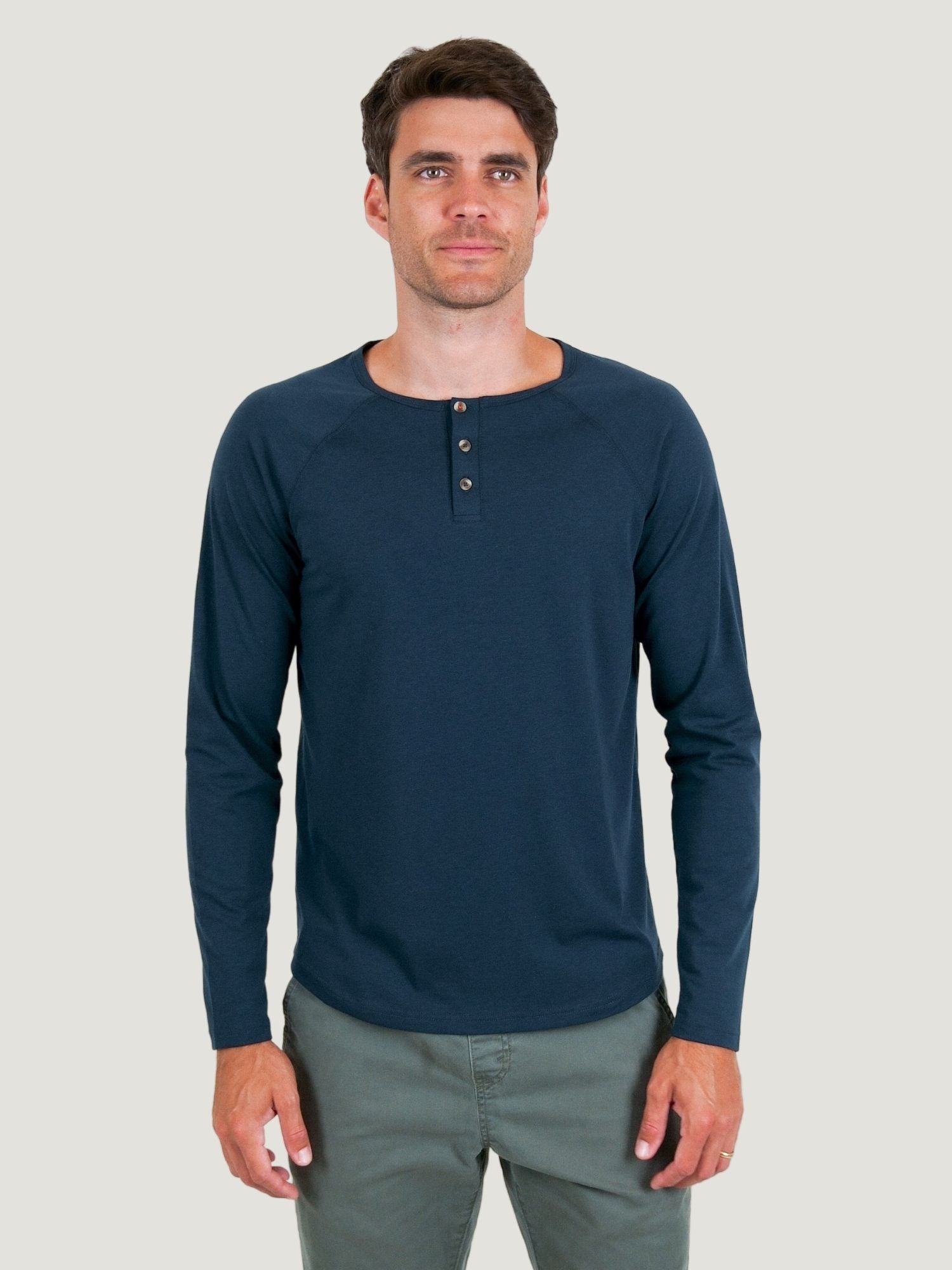  Navy Slim Fit Long Sleeve Henley FINAL SALE、mySite、ghnorth