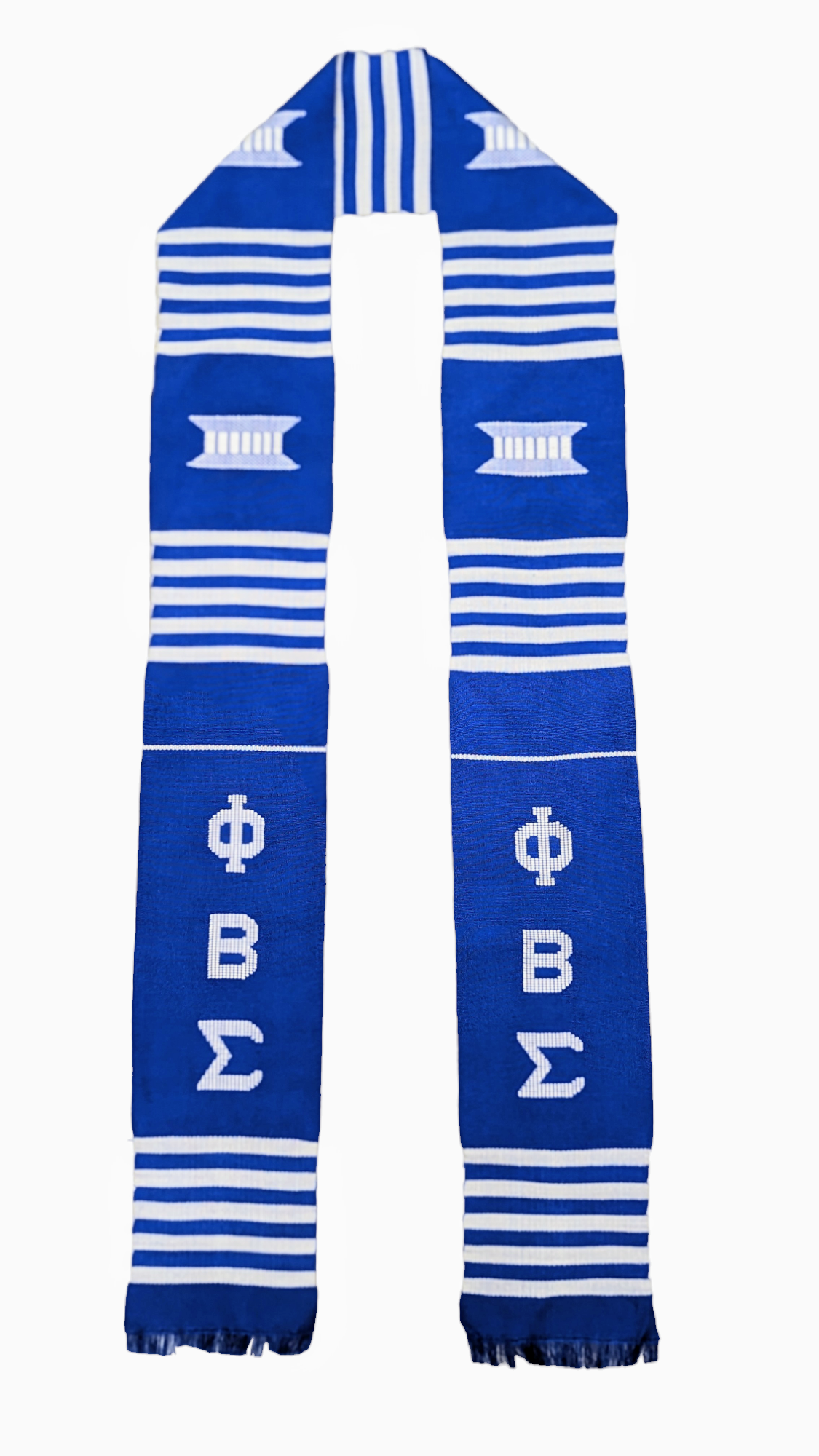 Dupsie's Sigma Heritage Azure exquisite Blue and White Handwoven Kente Stole Sash、mySite、solidvoid