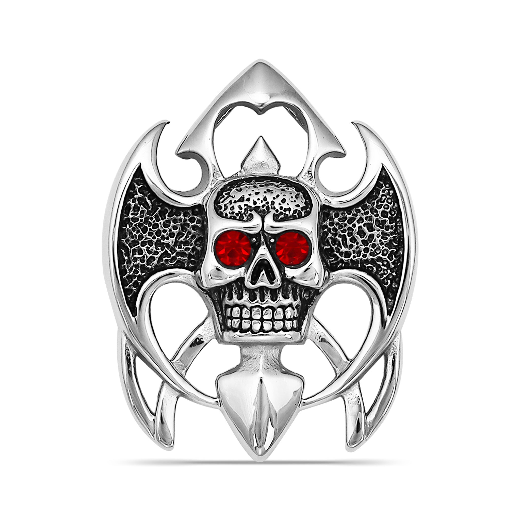 Stainless Steel Tribal Red CZ Eyed Skull Pendant / PDL2040、mySite、dreamappss