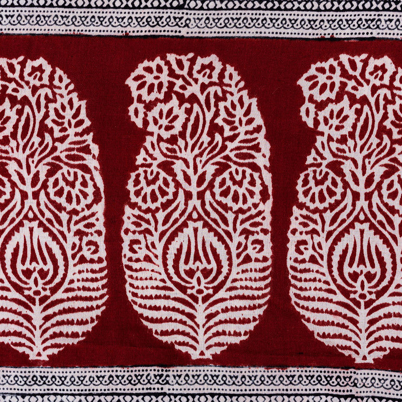 Mulmul Saree | Handblock Printed Saree | Bagh Print Motifs | Red、mySite、camillekostekn