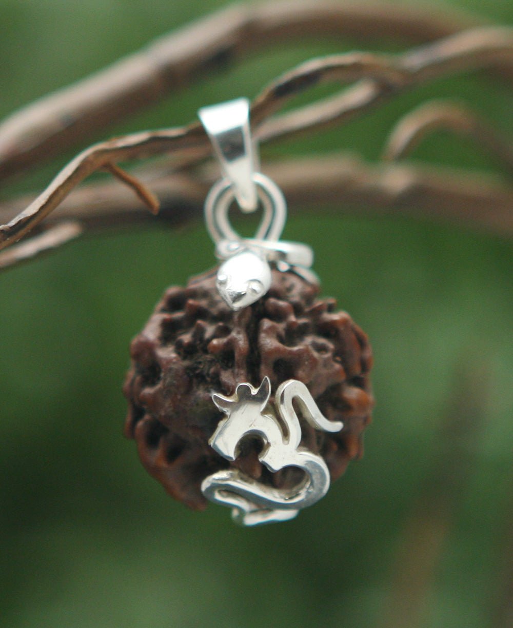 Sterling Silver Om Pendant with Rudraksha Seed、mySite、topwebapps