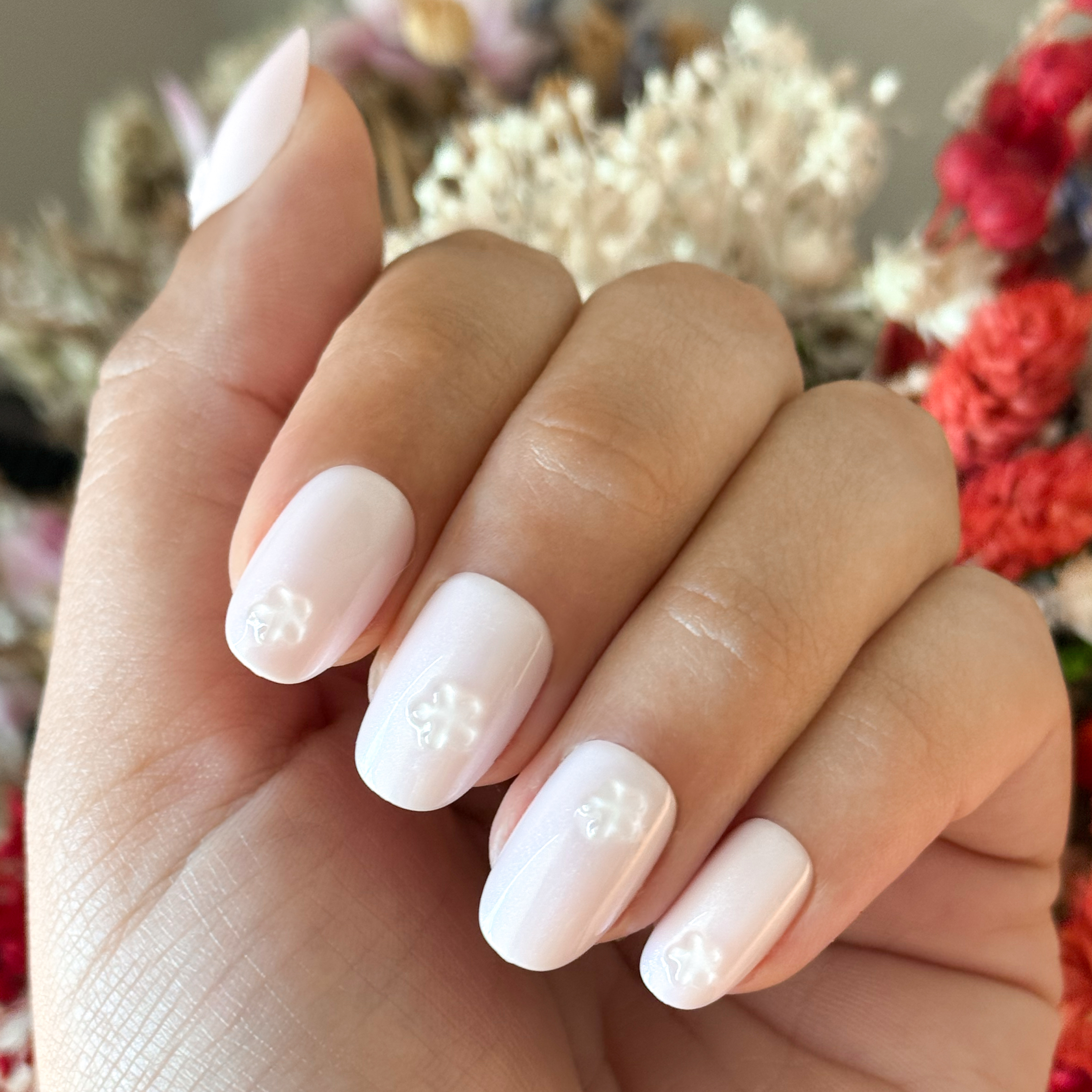 Puffy Floral Metallic - Press-On | Short | Round、mySite、solidvoid