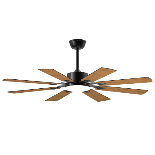 52 Inch Ceiling Fan with Lights and Remote Control, 8 Plywood Blades, 6-Speed Noiseless Reversible DC Motor, 3CCT, Windmill Ceiling fan for Kitchen Bedroom Living Room, Black、、eastwooduniform