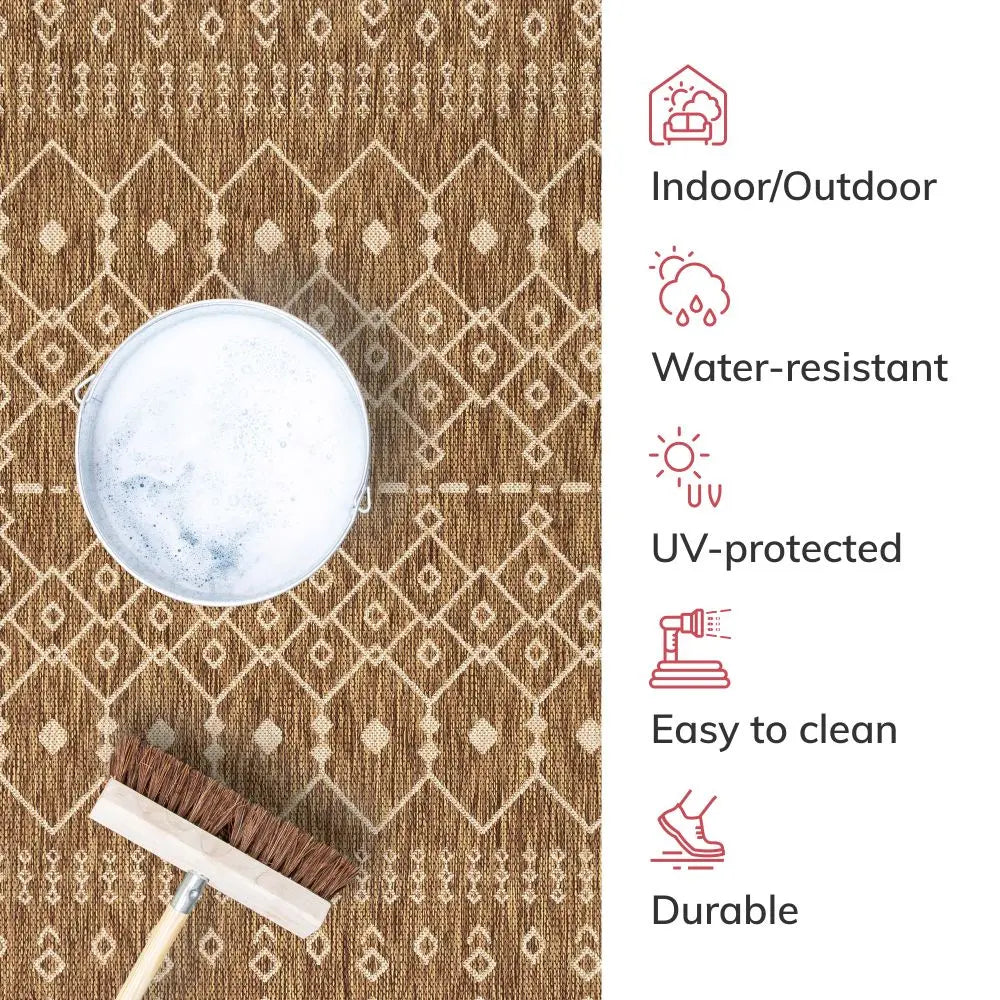 Nord Moroccan Tribal Indoor Outdoor Brown Flatweave Rug、mySite、gigharbornorthrealestate