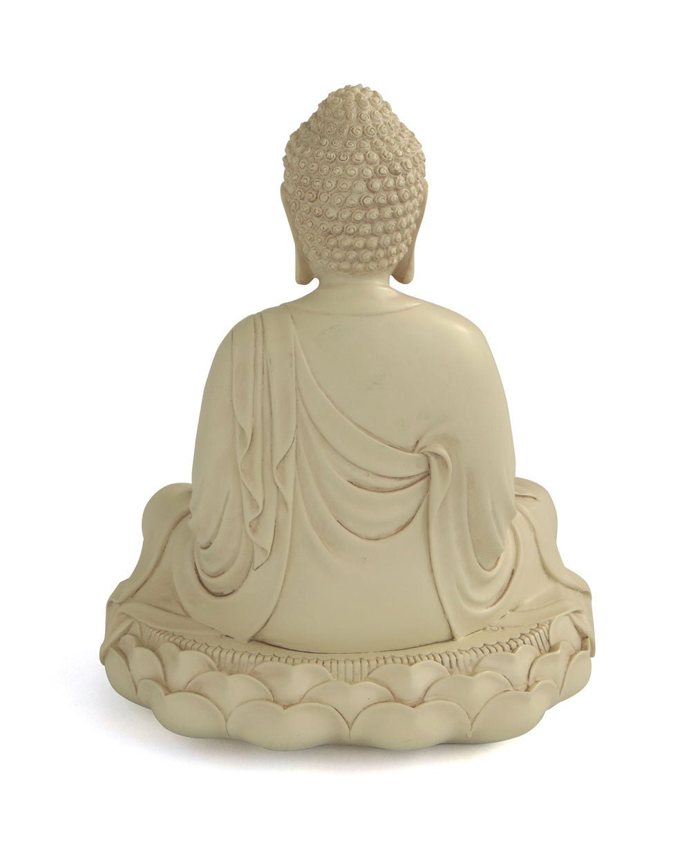 Meditating Buddha Statue on Lotus, Stone Finish, 11 Inches、mySite、topwebapps
