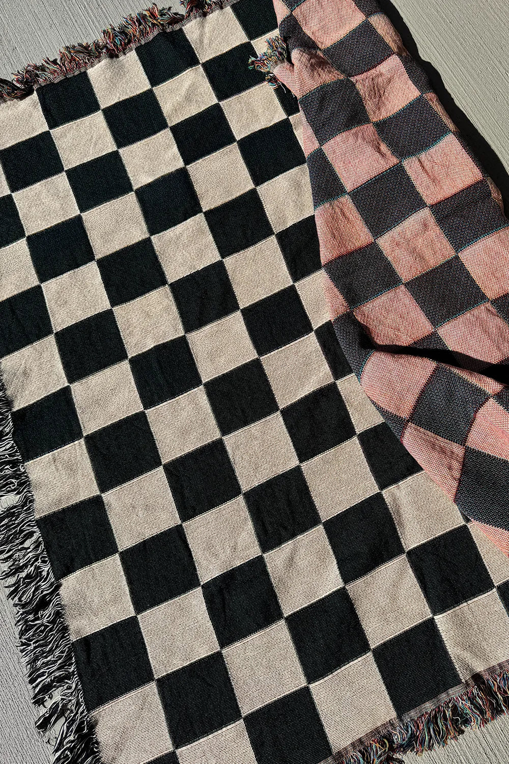 Black and White Checkered Cotton Woven Blanket、mySite、gigharbornorthrealestate