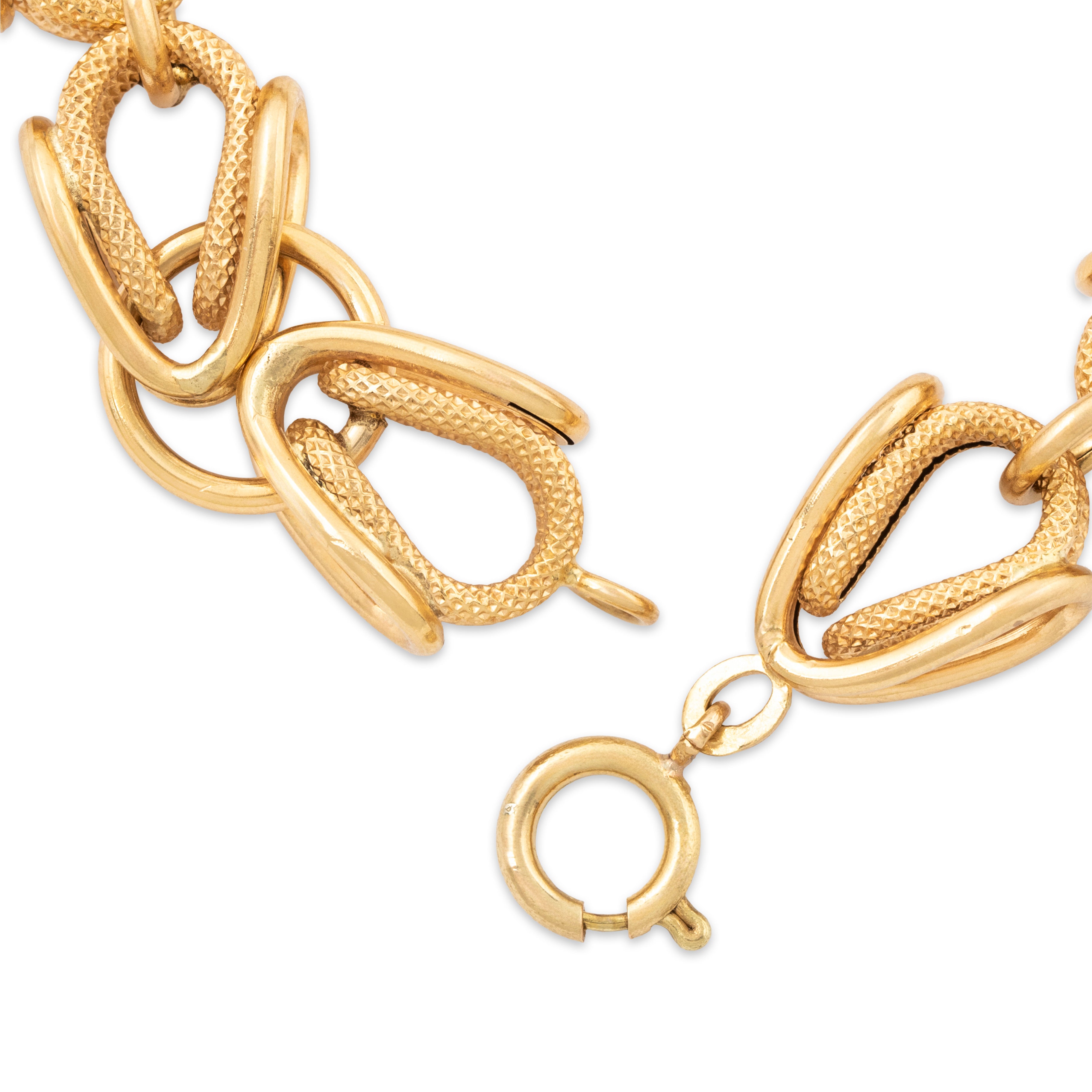 Vintage Italian 18k Yellow Gold Fancy 3-Dimensional Link Bracelet 6.75、mySite、hinf8tx79