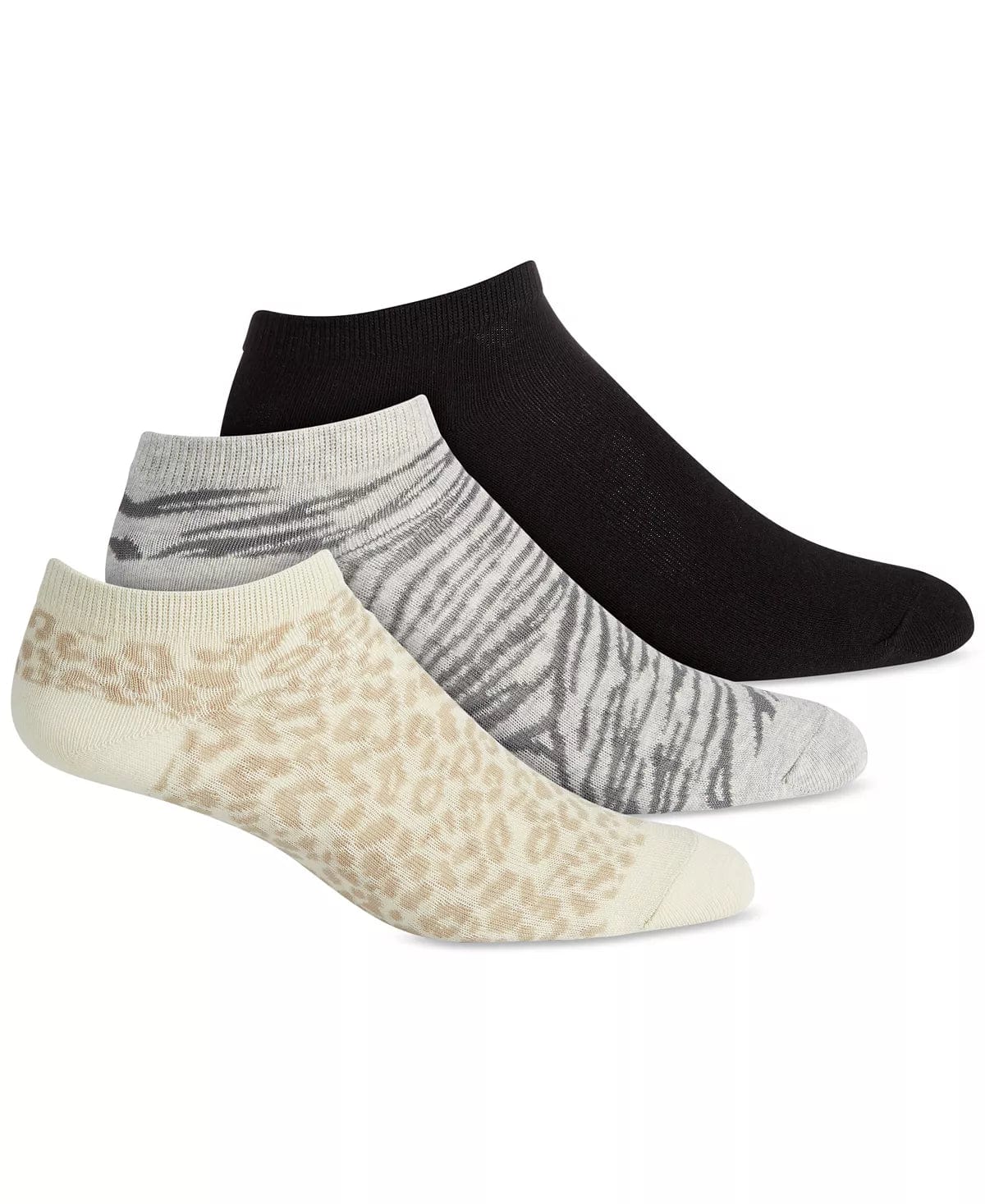 Women's No Show Socks Jenni 3pr Animal Print Super Soft Neutral Colors、mySite、g9winljtr