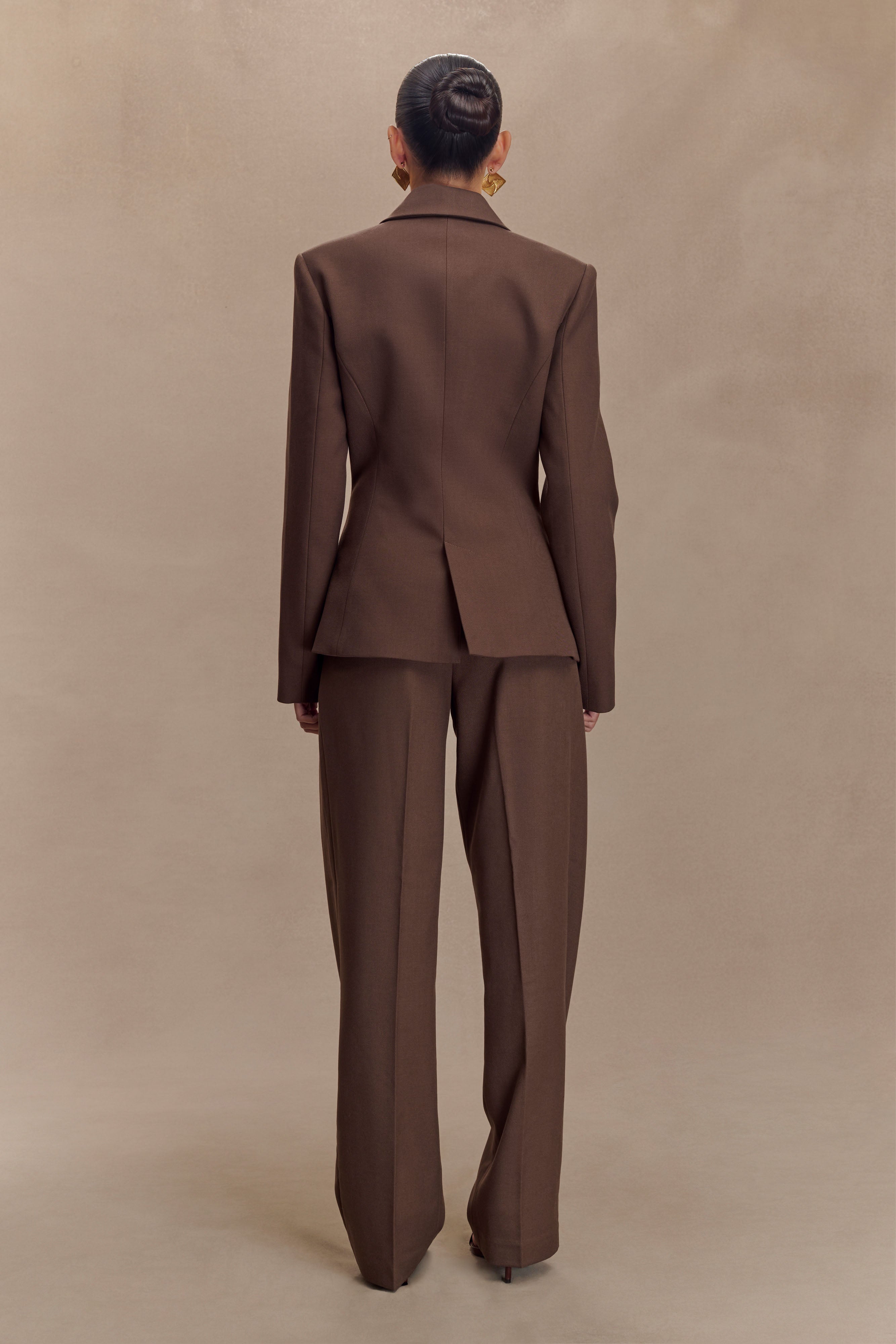 Penelope Pleated High Waisted Pants - Chocolate、mySite、solidvoid