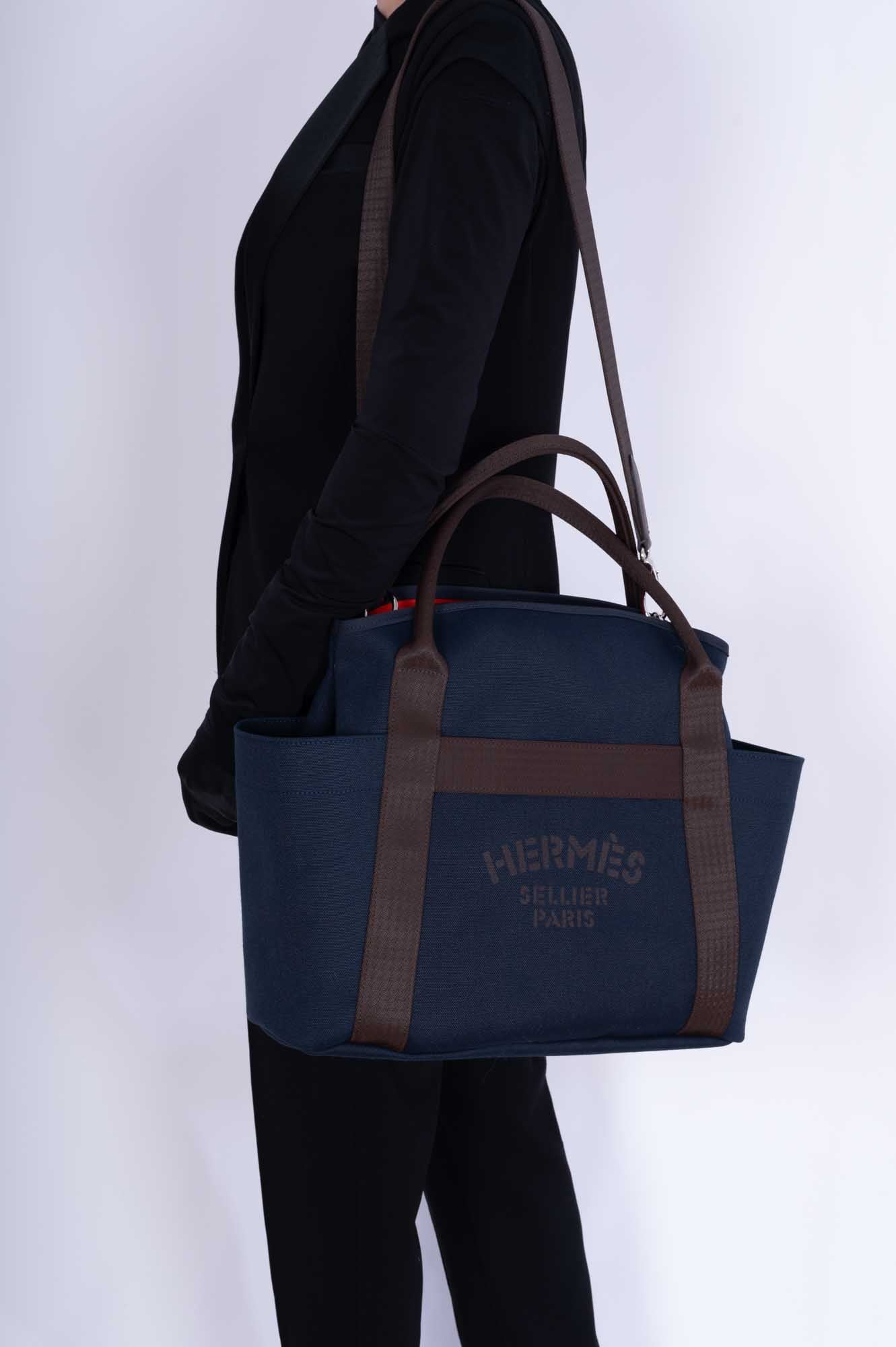 Hermès Toile Sac De Pansage Groom Bleu Navy Feu、mySite、garminoutage.com