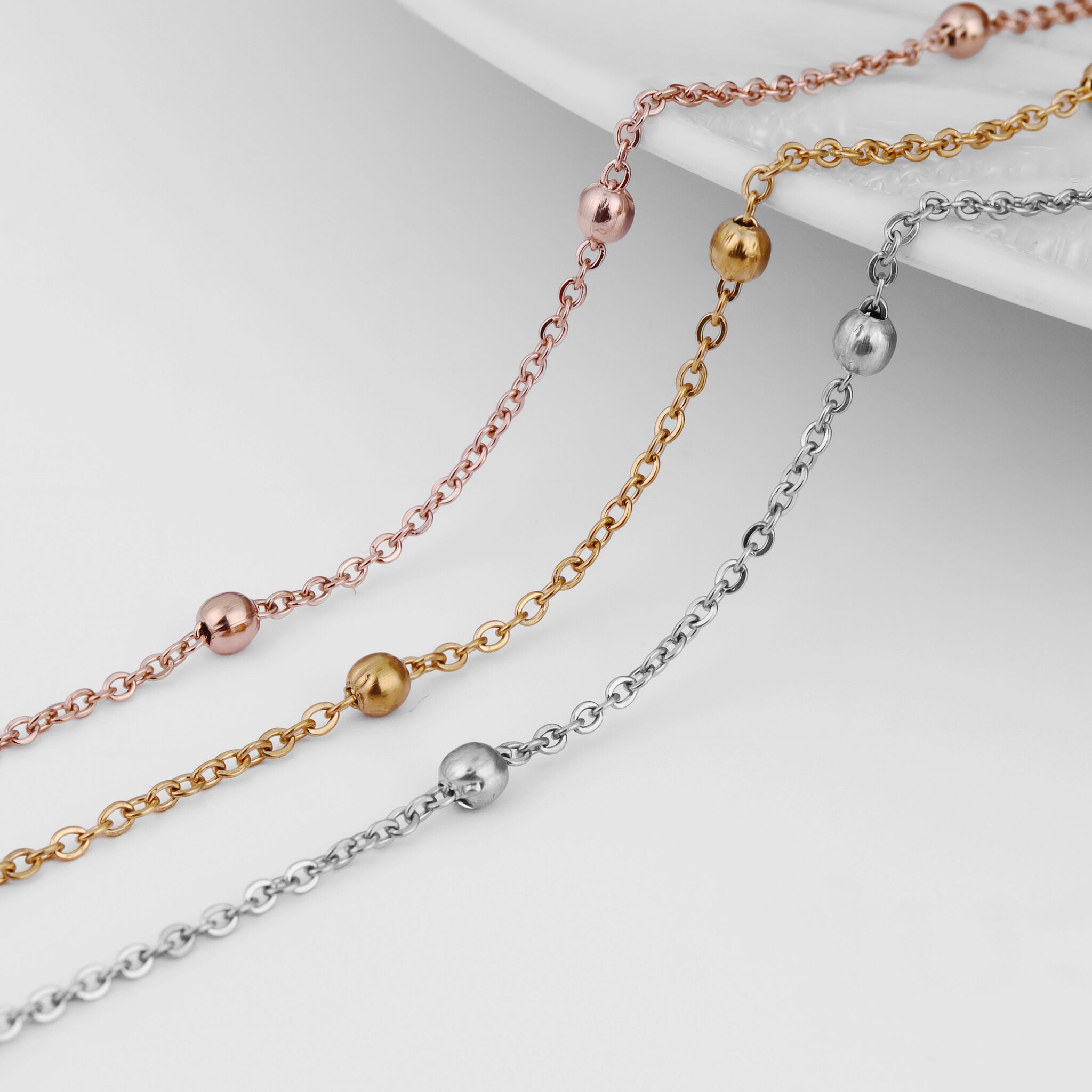 Stainless Steel 3mm Beaded Satellite Chain 164' Spool 50 meter / SPL0007、mySite、dreamappss