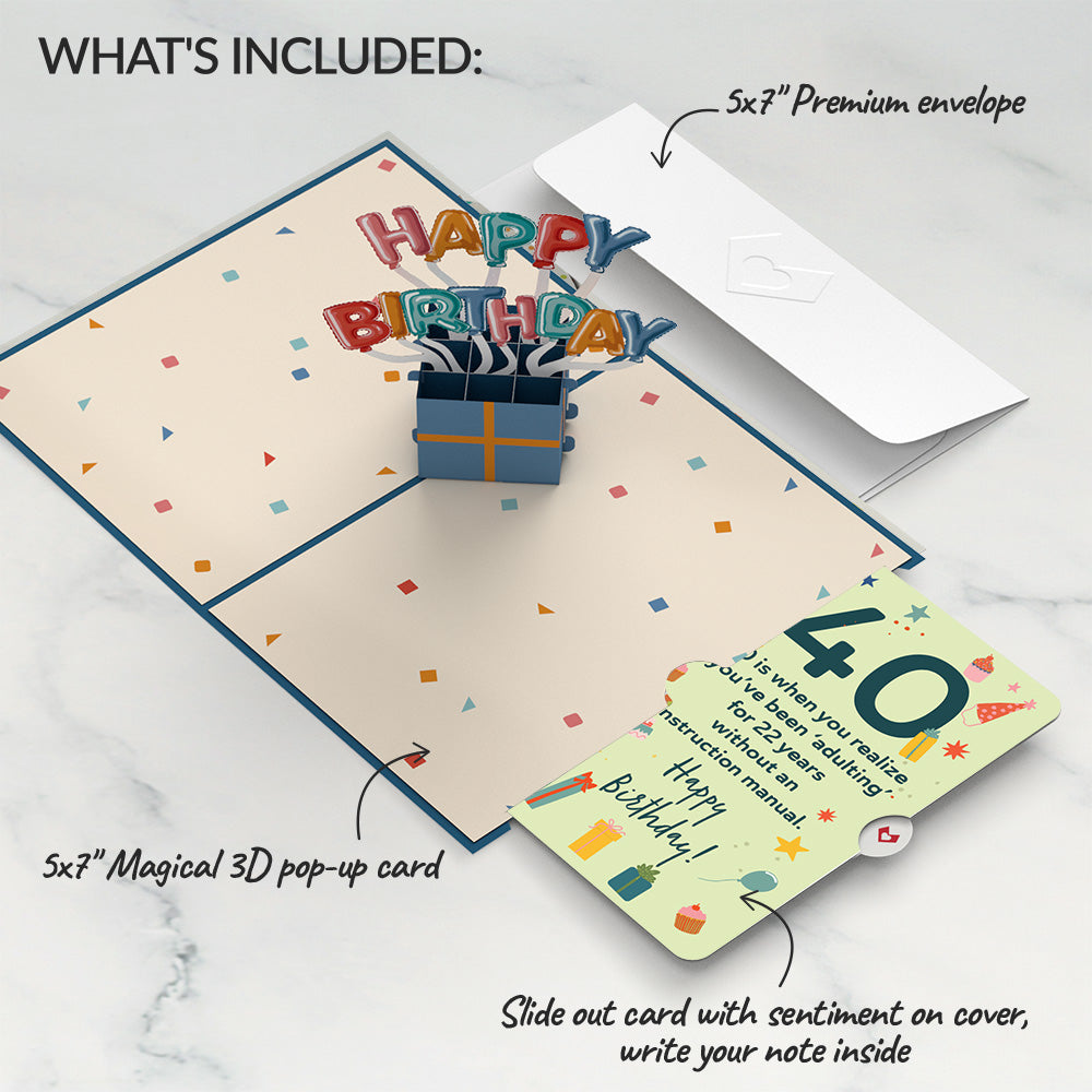 Happy 40th Birthday Burst Pop-Up Card and Sentiment Set、mySite、solidvoid