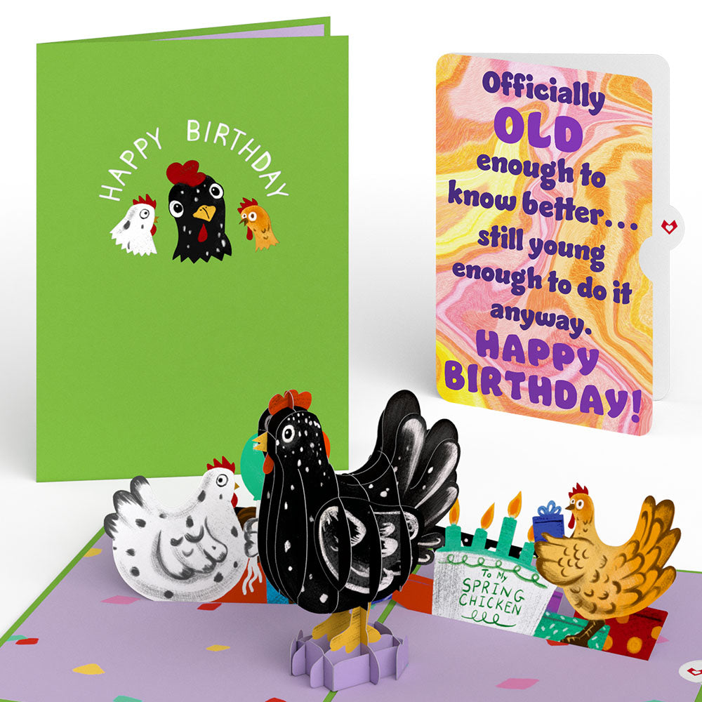 Happy Birthday To My Spring Chicken Pop-Up Card and Sentiment Set、mySite、solidvoid