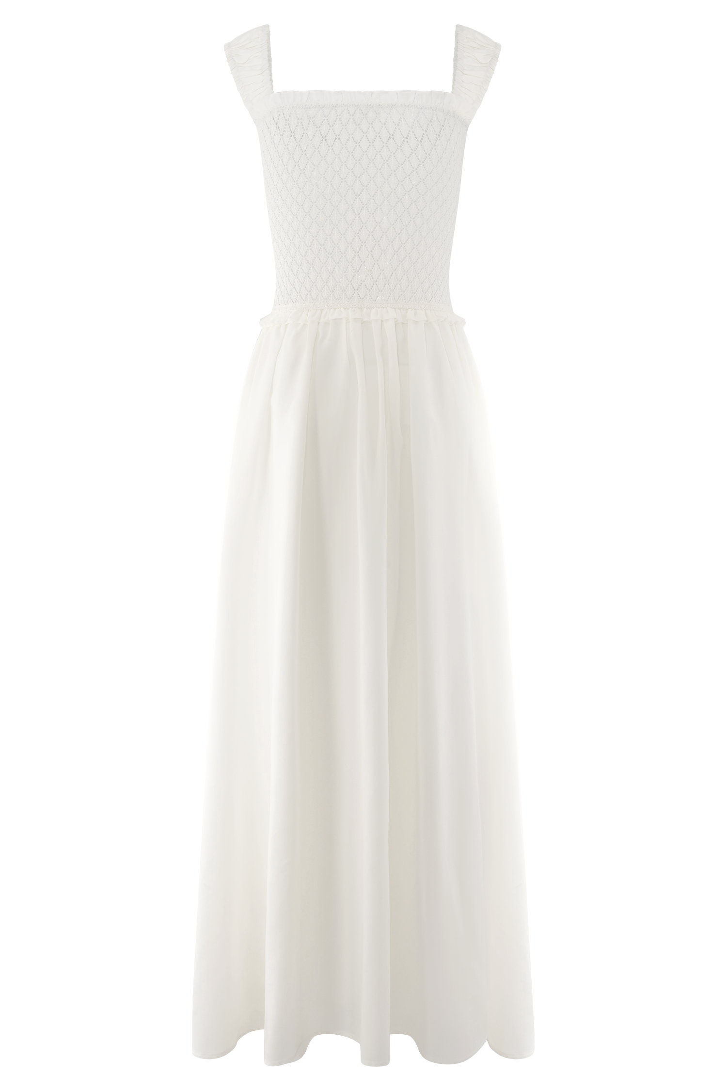 Tahlia Pointelle Knit Midi Dress - White、mySite、solidvoid
