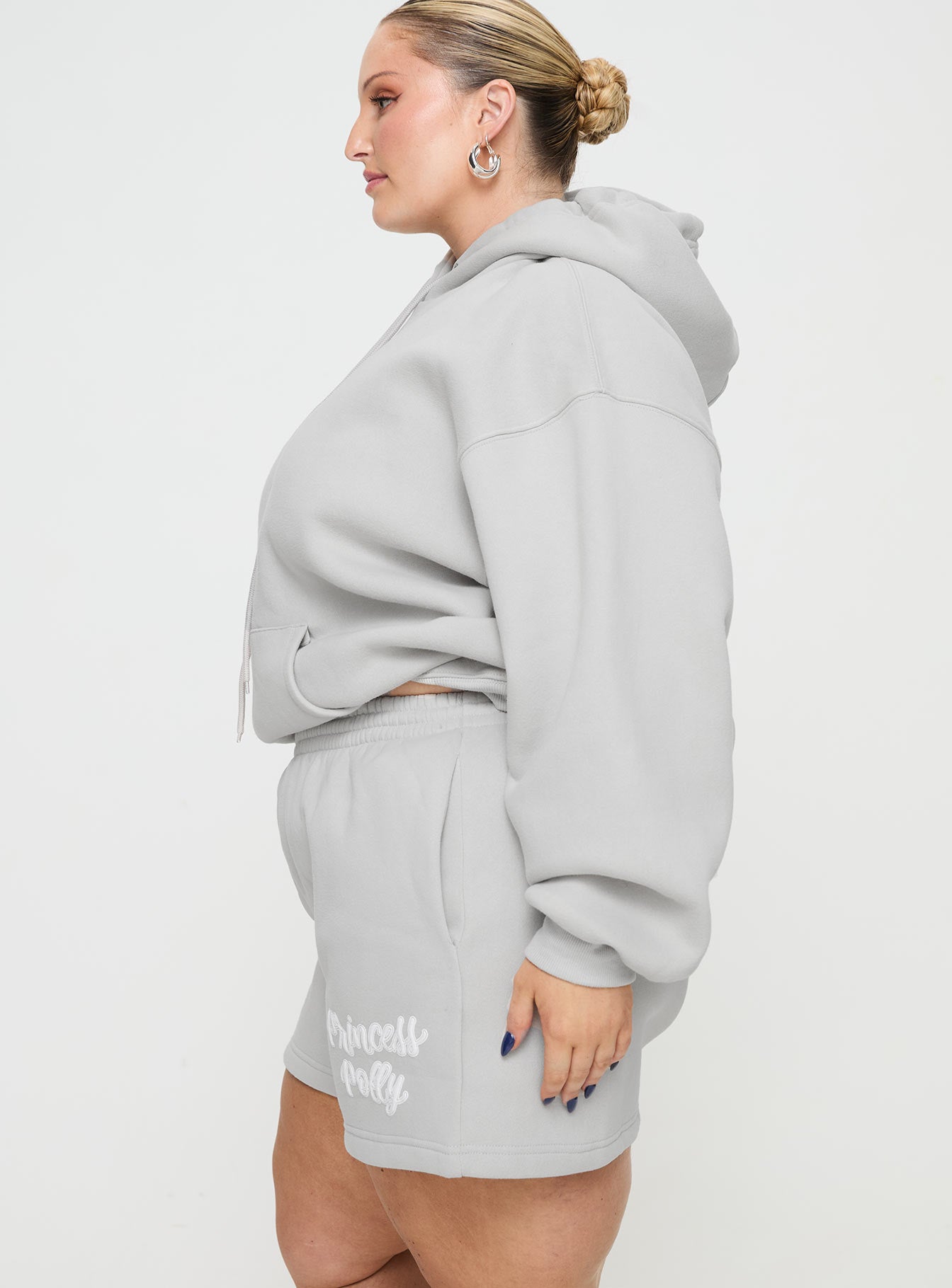 Princess Polly Track Shorts Puff Text Grey Curve、mySite、solidvoid