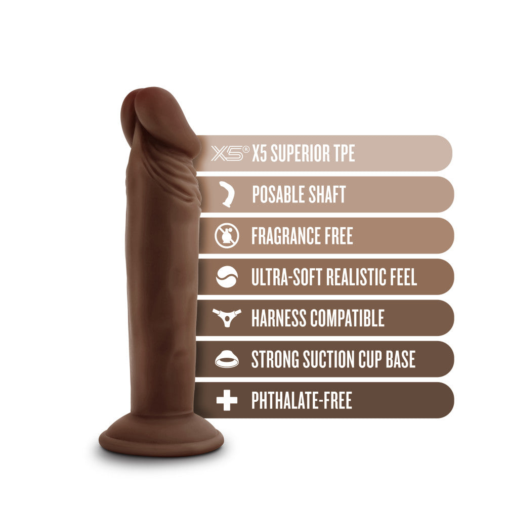 Dr. Skin Plus By Blush® | Realistic Chocolate 6.5-Inch Long Soft Yet Erect & Posable Dildo With Suction Cup Base、mySite、bottomscart