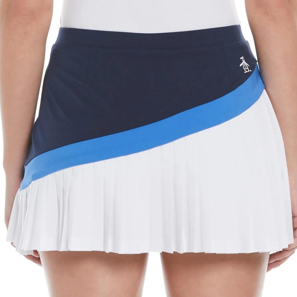 Penguin Women's Asymmetrical Color Block Pleated Skort - White/Navy