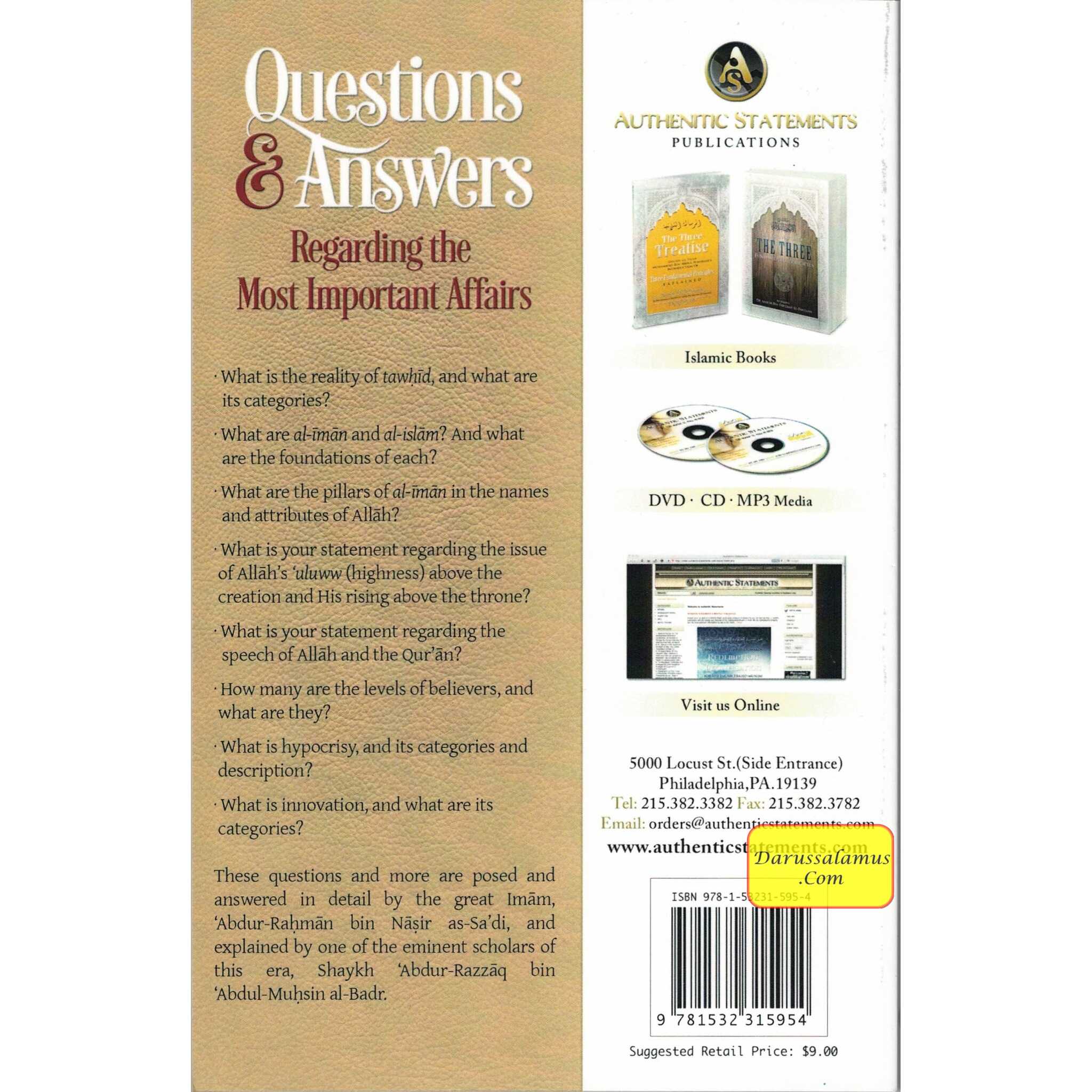 Questions & Answers Regarding the Most Important Affairs By Shaykh Abdur Rahman Bin Nasir As-Sadi、mySite、topwebapps