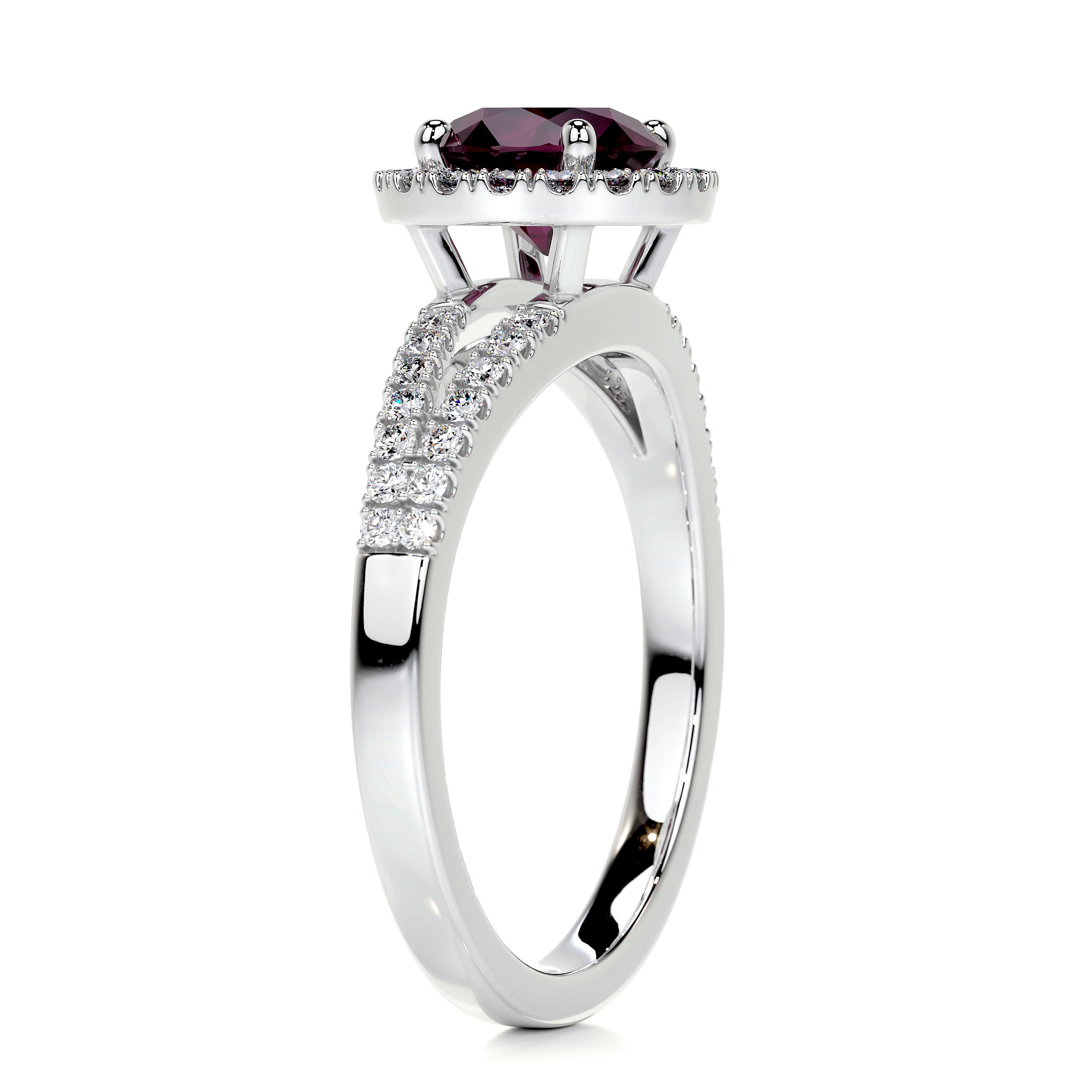 Hazel Gemstone & Diamonds Ring (1.25 Carat) -18K White Gold、mySite、hinf8tx79
