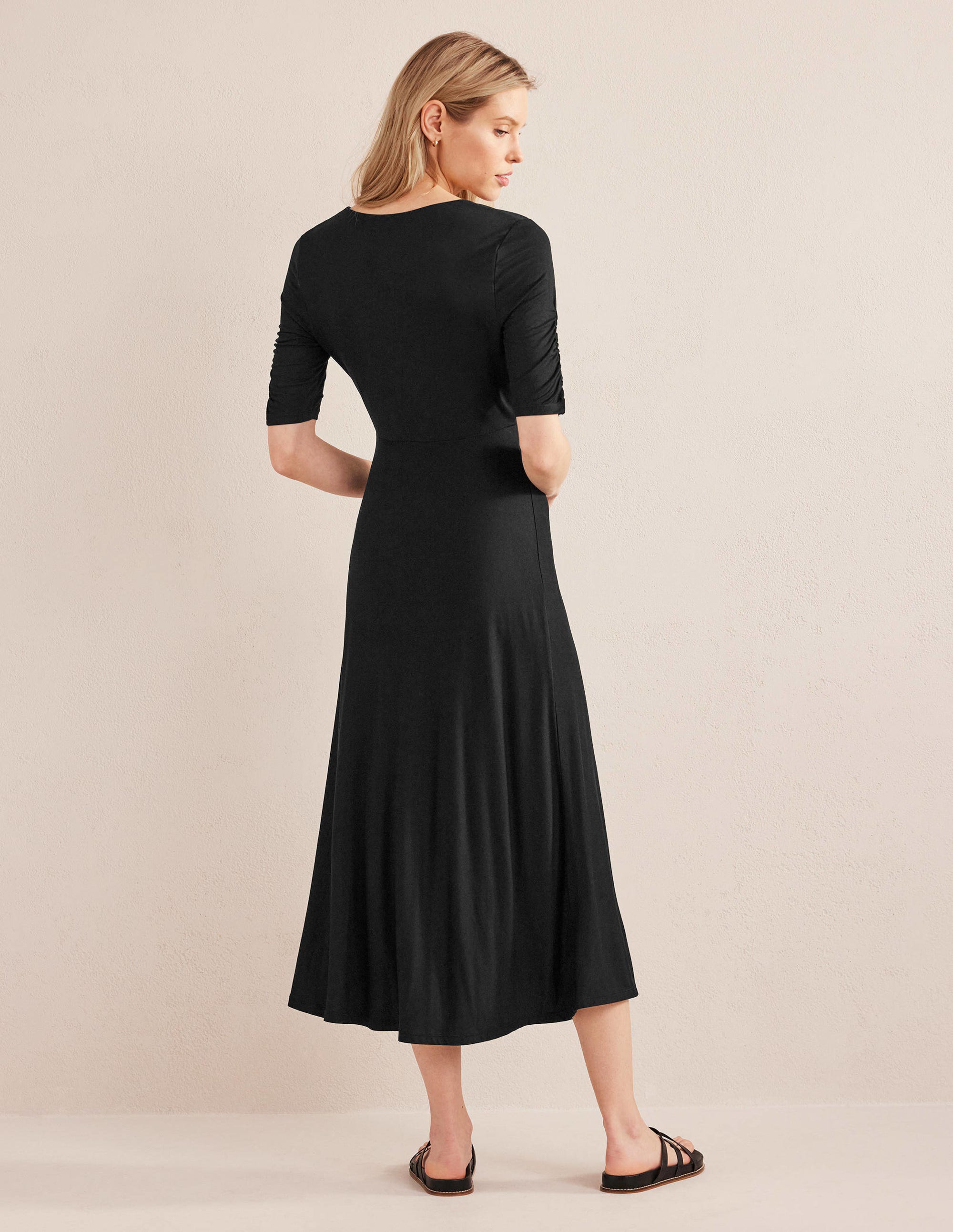  Rebecca Jersey Midi Tea Dress-Black、mySite、ashleygrahame