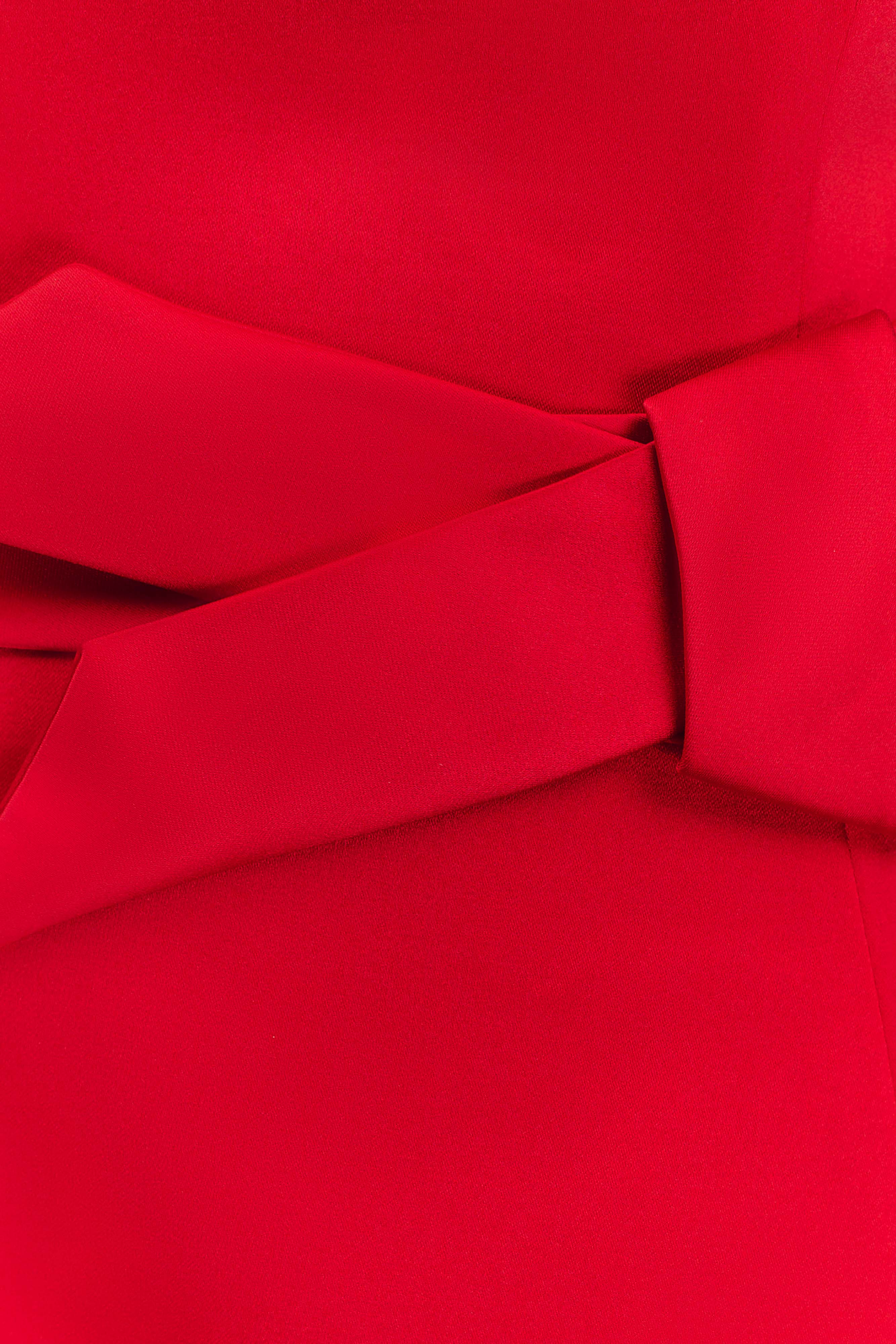 Tatiana Satin Strapless Bow Mini Dress - Red、mySite、solidvoid