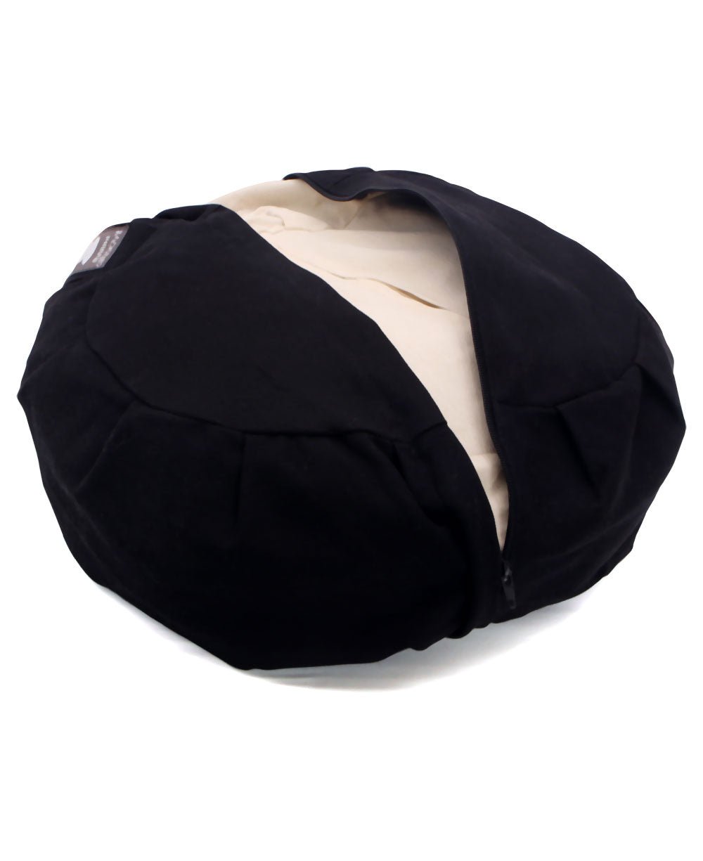 White Eyelet with Black Base Zafu Meditation Cushion、mySite、topwebapps