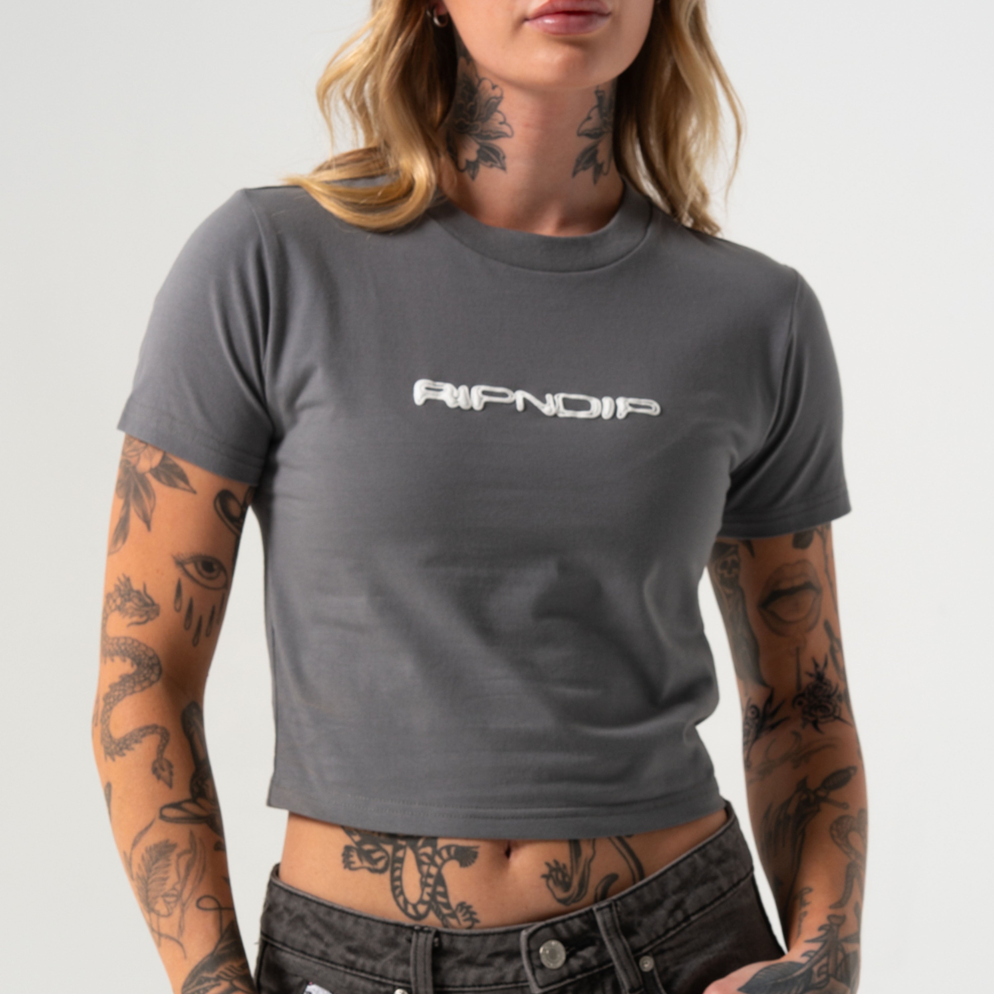  Saturn Cropped Baby Tee (Charcoal)、mySite、merchandisen