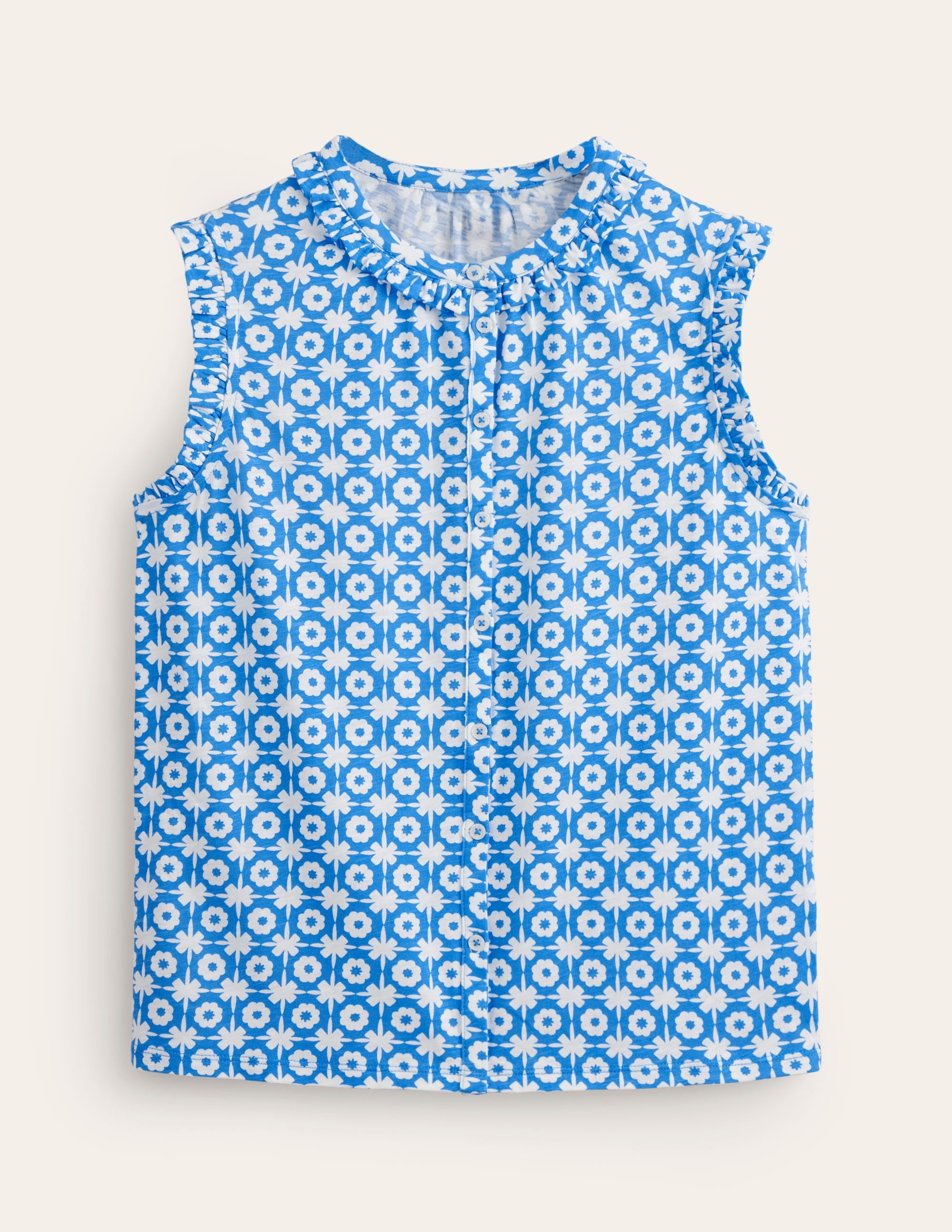  Olive Sleeveless Shirt-Brilliant Blue, Blossom Tile、mySite、ashleygrahame