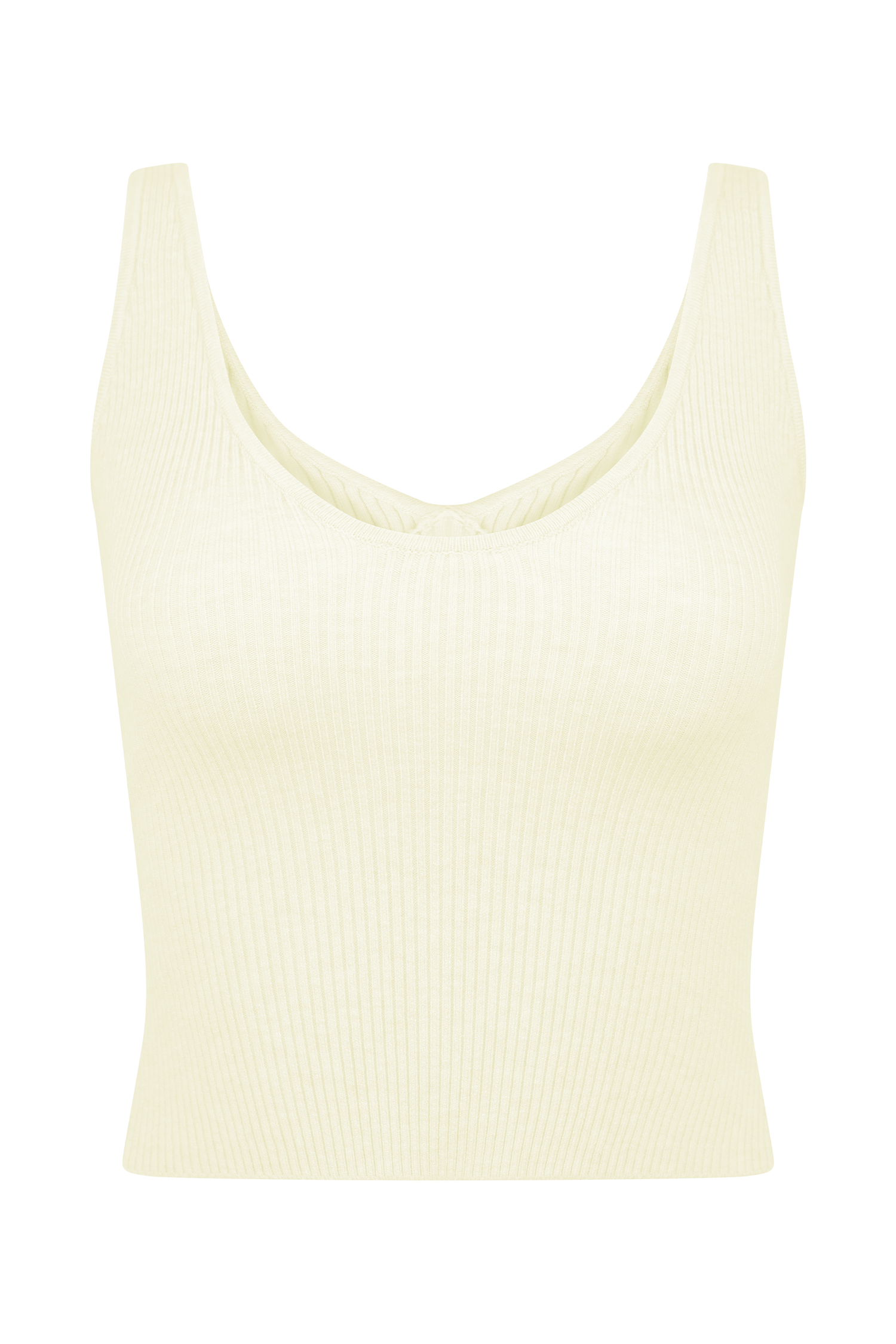 Natalya Ribbed Knit Cami Top - Ivory、mySite、solidvoid