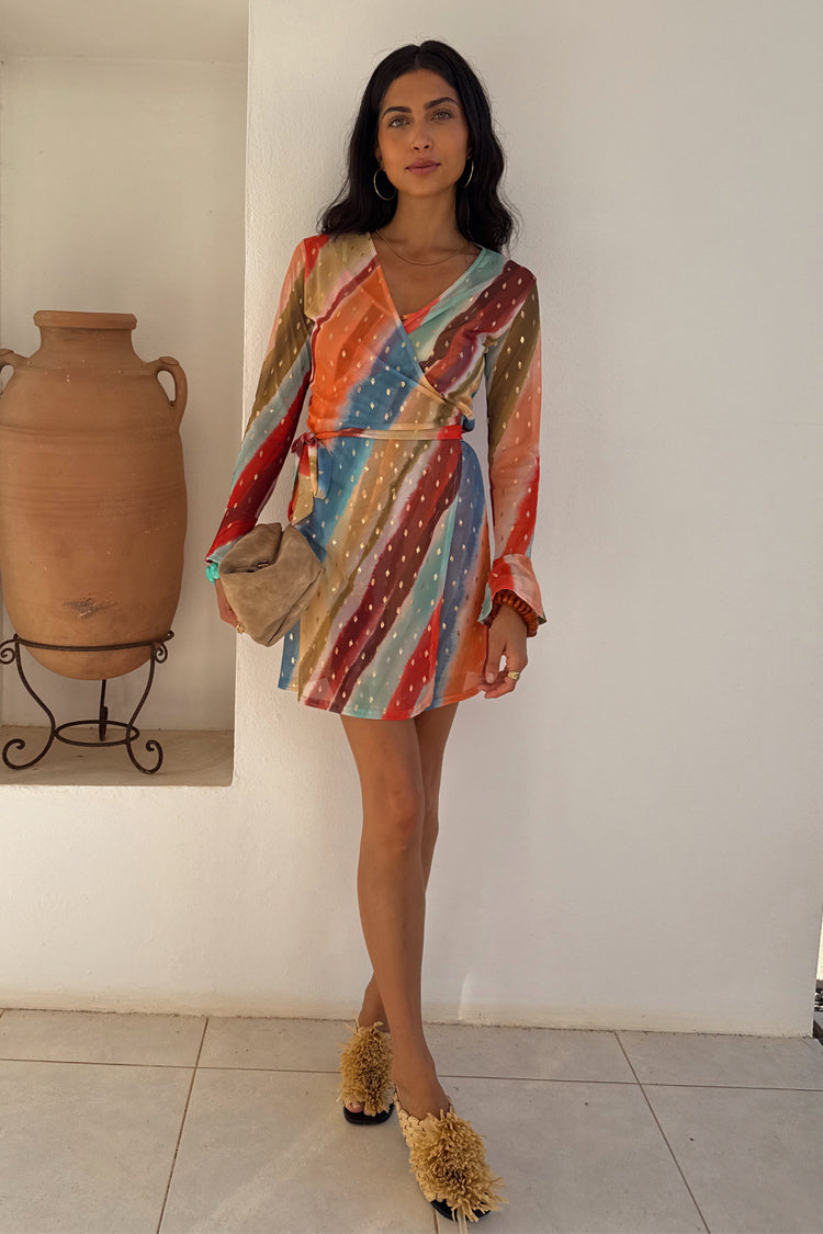 Sunset Stripe Mini Wrap Dress、mySite、solidvoid