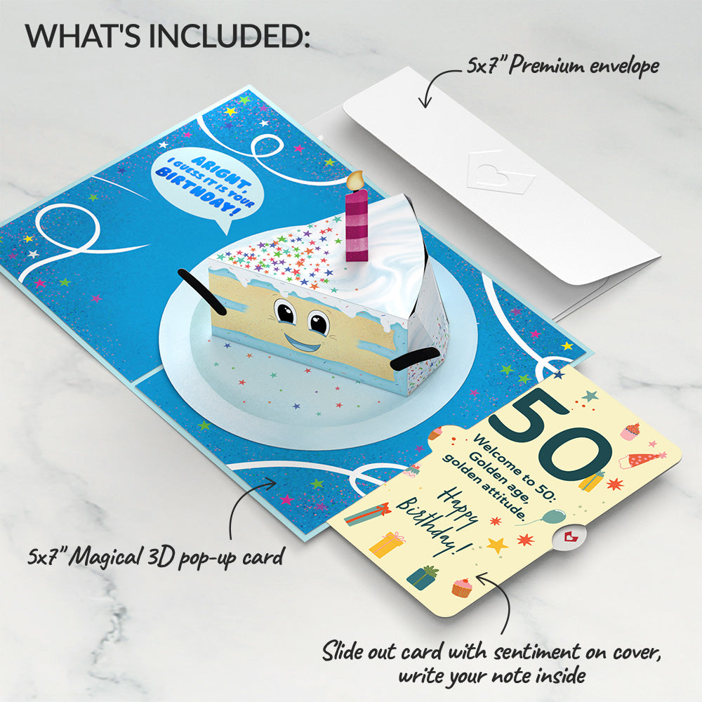Whimsical 50th Birthday Cake Slice Pop-Up Card and Sentiment Set、mySite、solidvoid